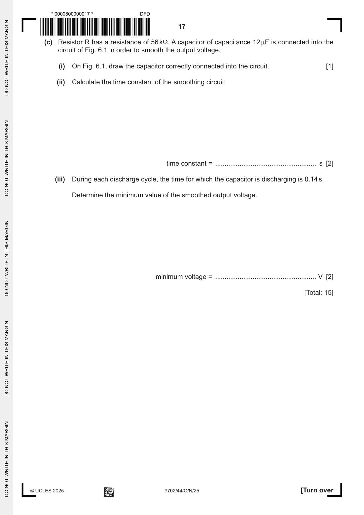 Cambridge A Level Physics 9702 2025 Oct/Nov Paper 4 · Variant 4 question paper, page 17 of 24