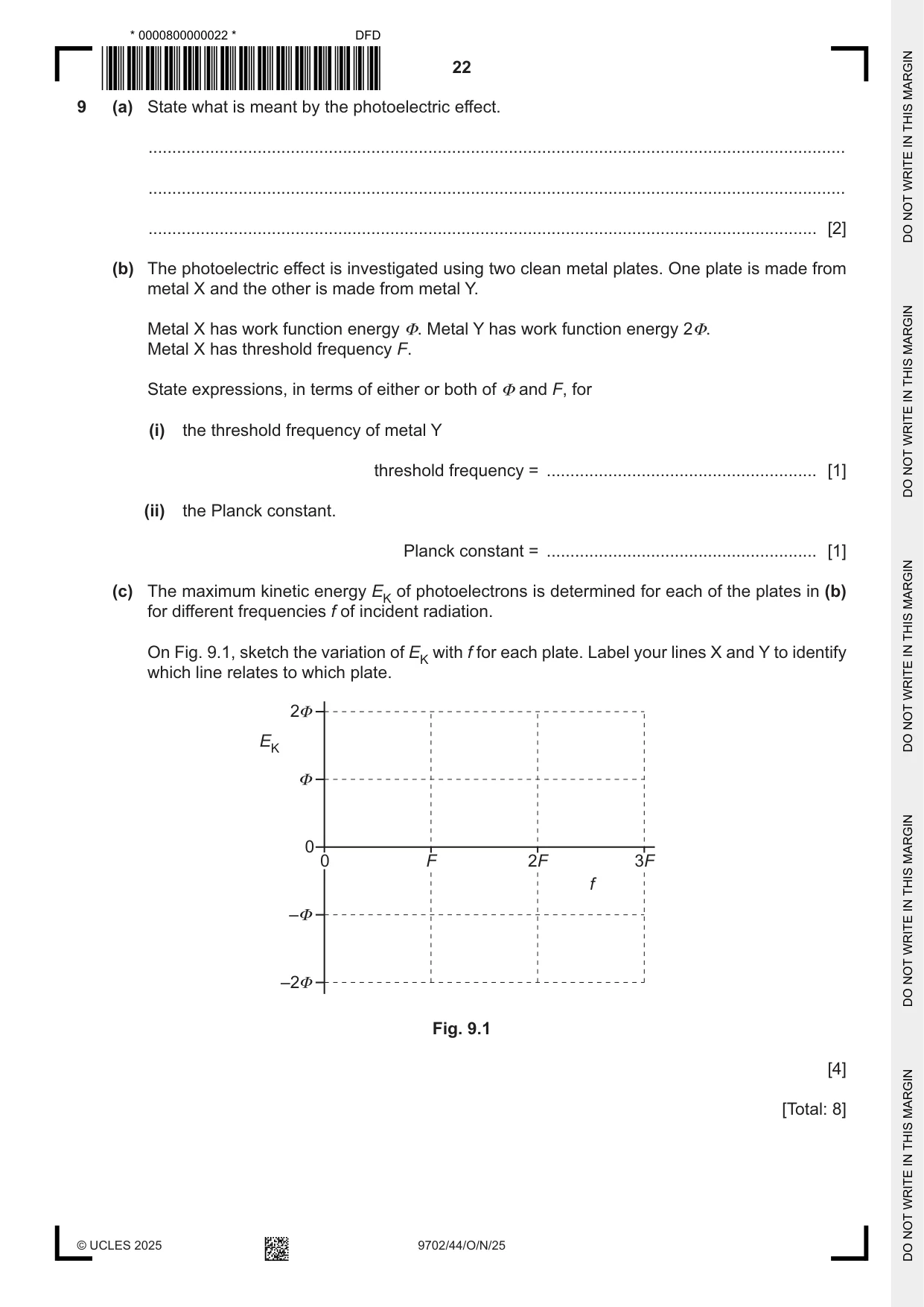Cambridge A Level Physics 9702 2025 Oct/Nov Paper 4 · Variant 4 question paper, page 22 of 24