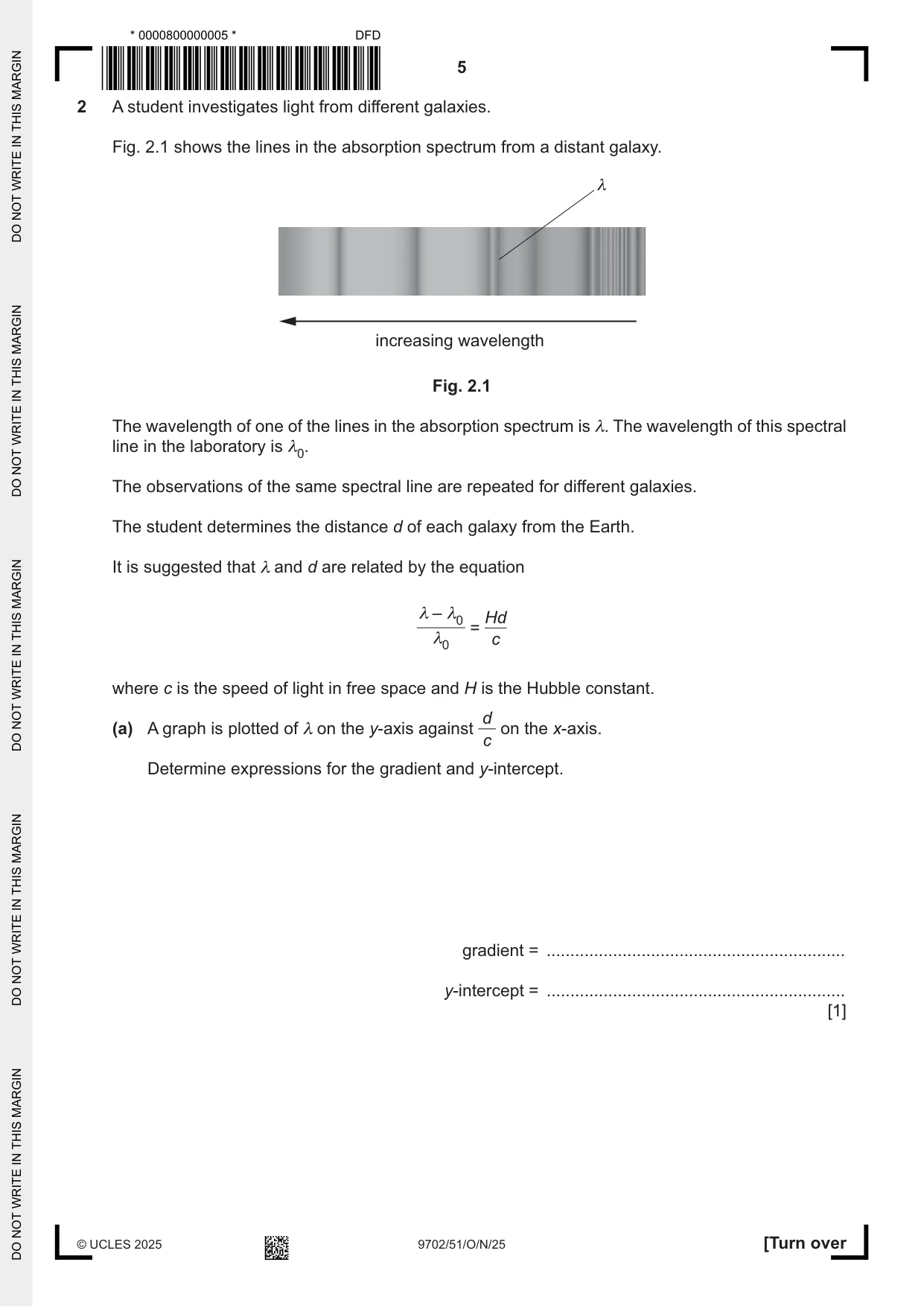Cambridge A Level Physics 9702 2025 Oct/Nov Paper 5 · Variant 1 question paper, page 5 of 8