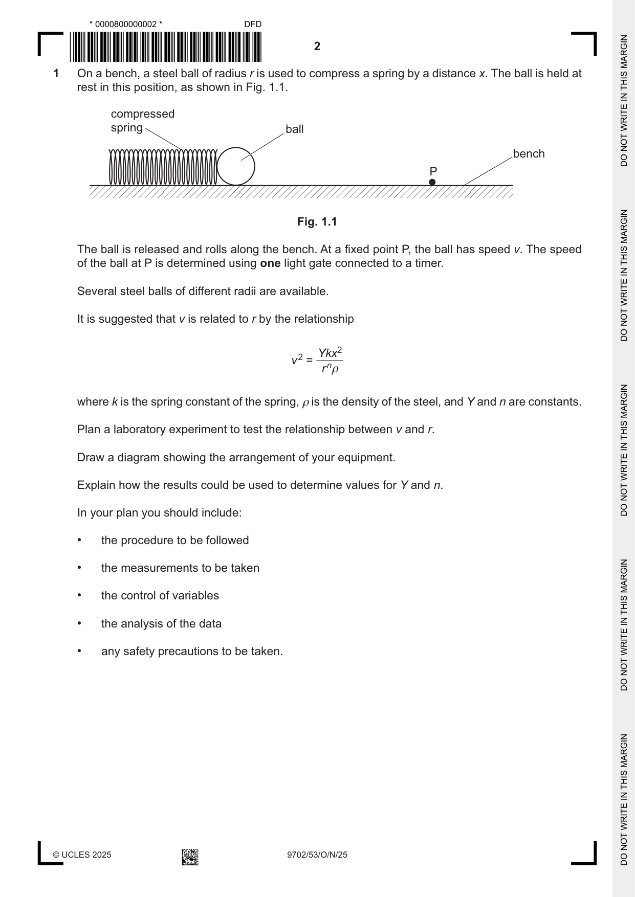Cambridge A Level Physics 9702 2025 Oct/Nov Paper 5 · Variant 3 question paper, page 2 of 8