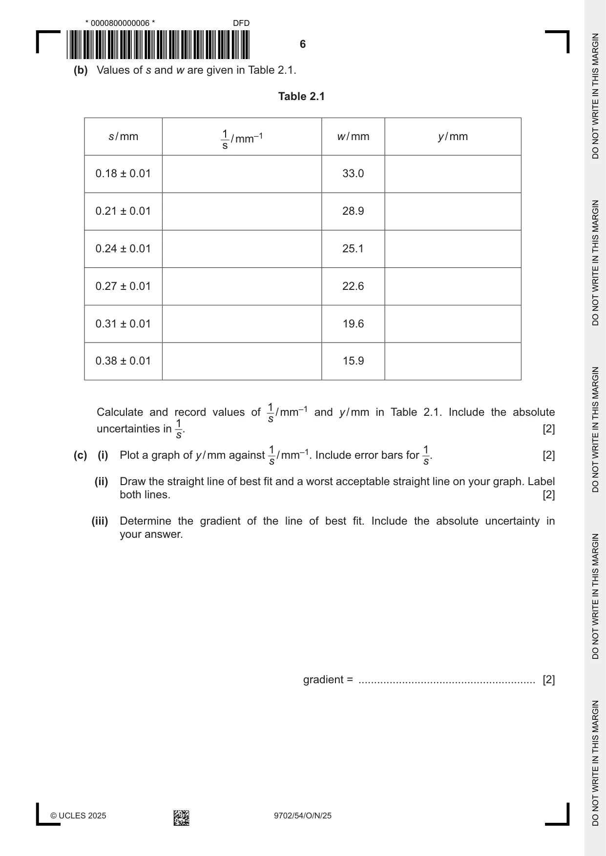 Cambridge A Level Physics 9702 2025 Oct/Nov Paper 5 · Variant 4 question paper, page 6 of 8