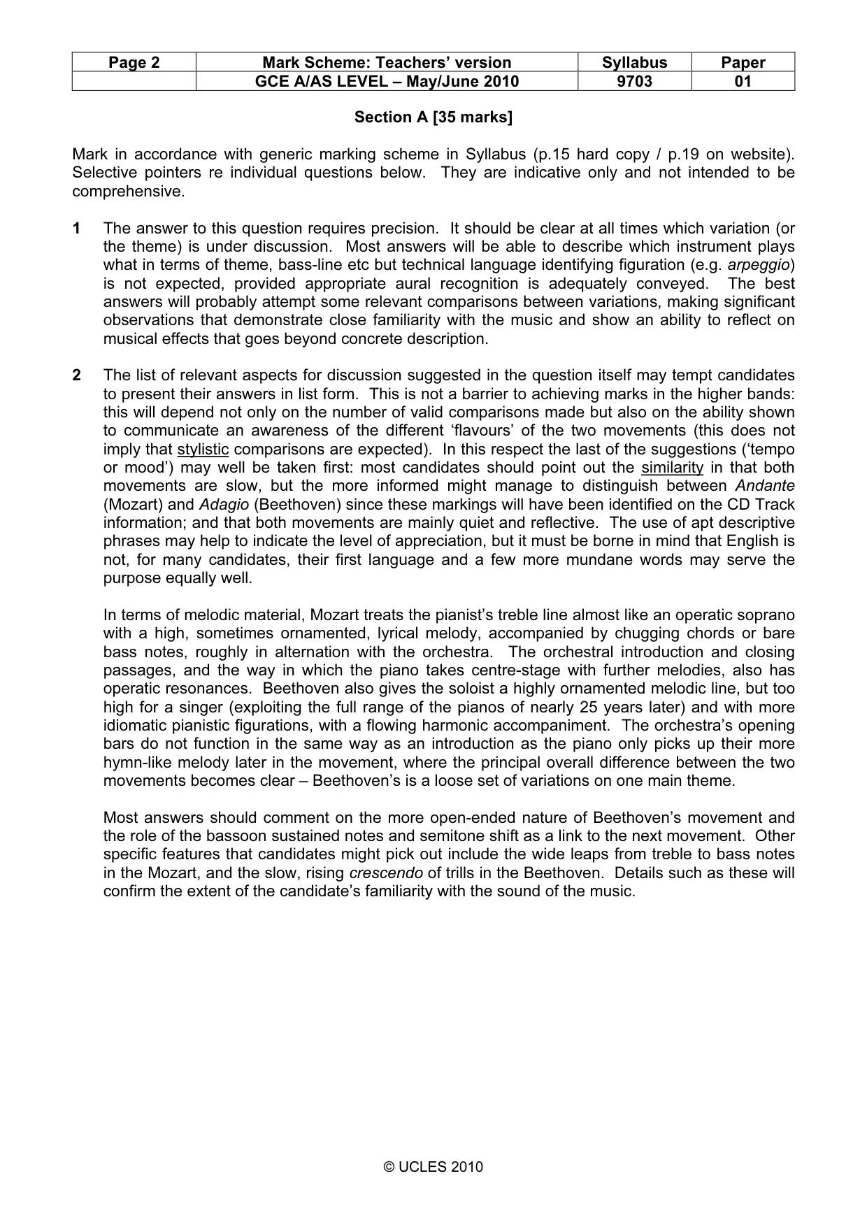 Mark scheme, page 2 of 5