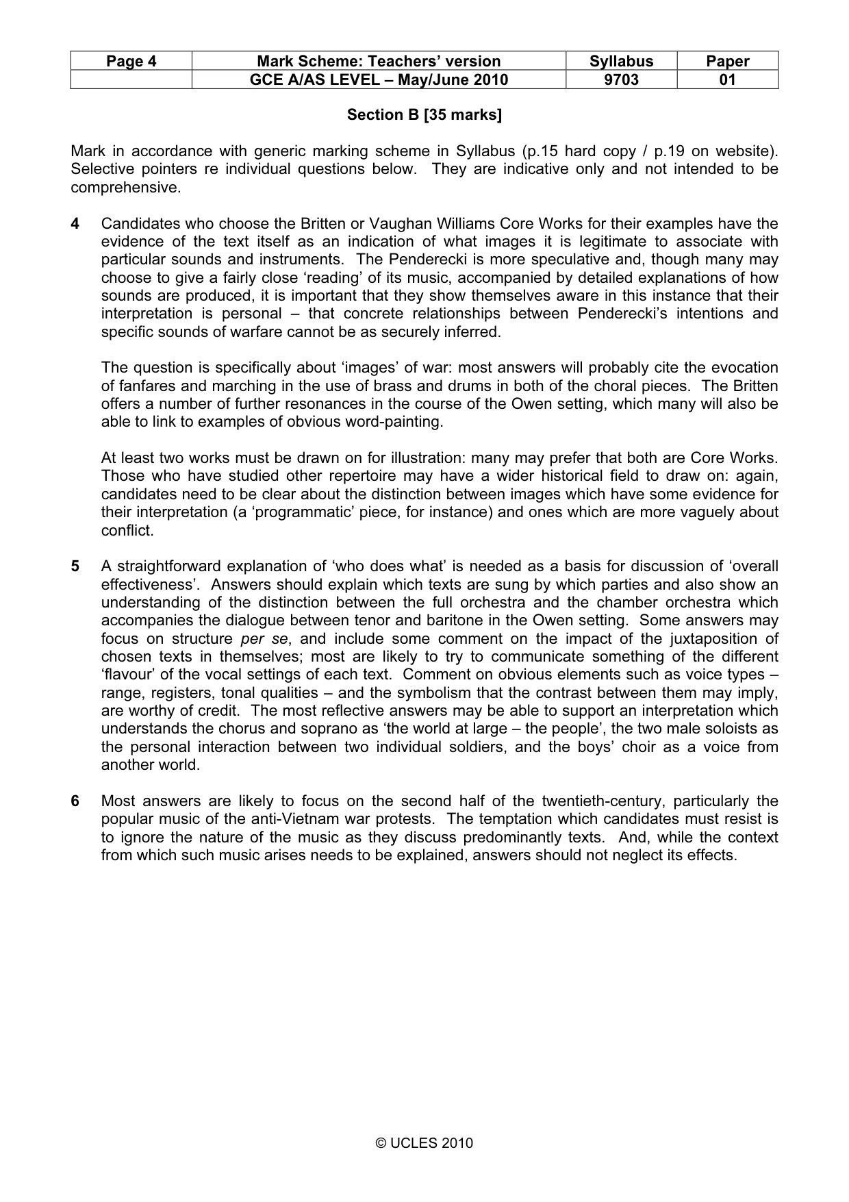 Mark scheme, page 4 of 5