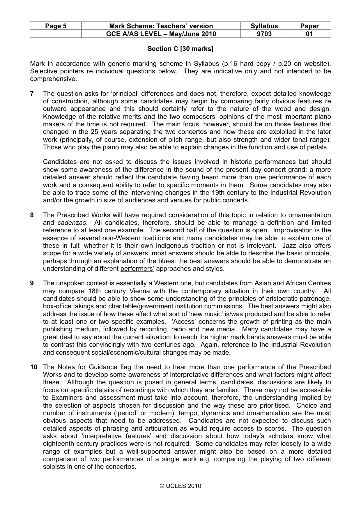 Mark scheme, page 5 of 5