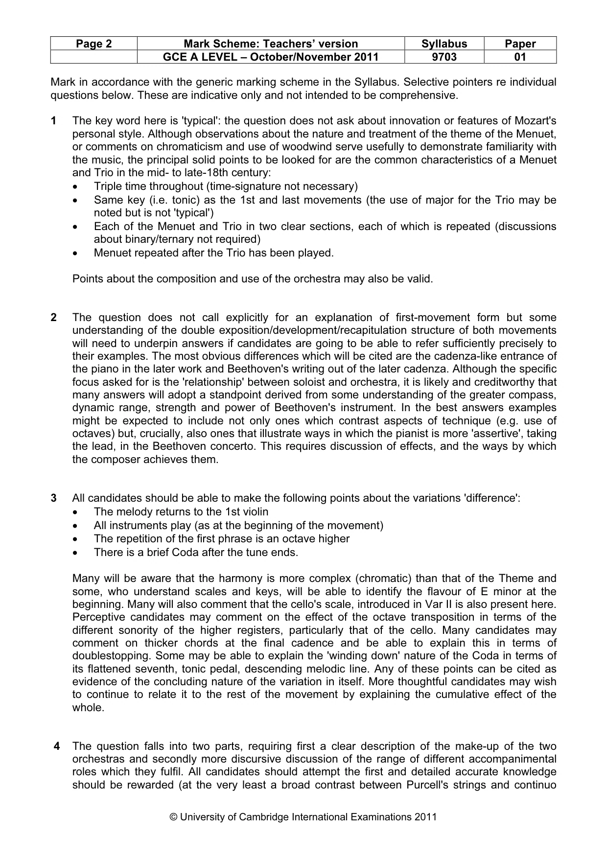 Mark scheme, page 2 of 4