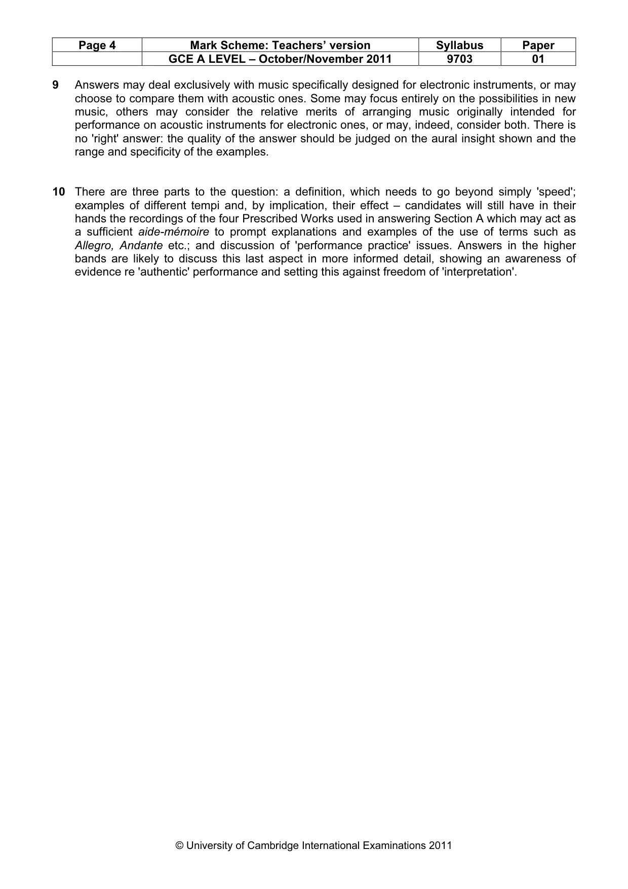Mark scheme, page 4 of 4