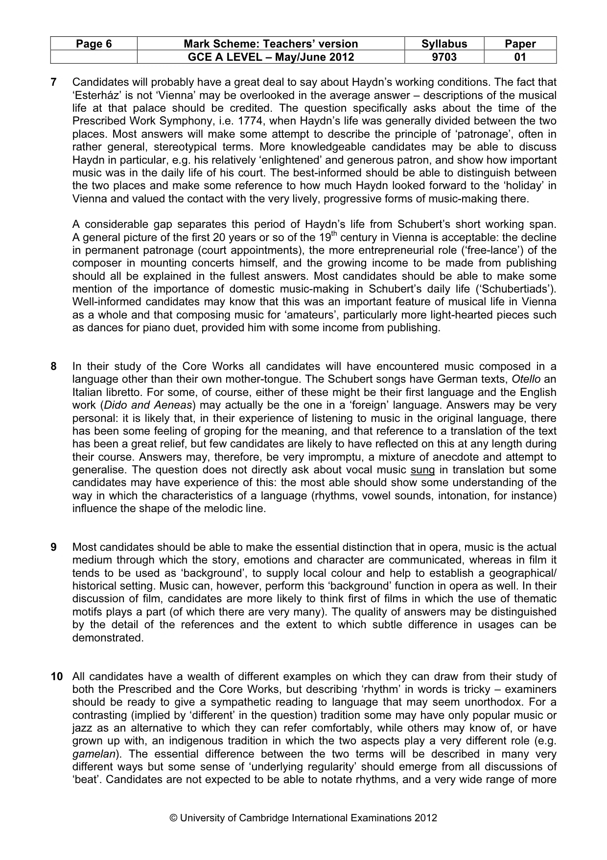 Mark scheme, page 6 of 7