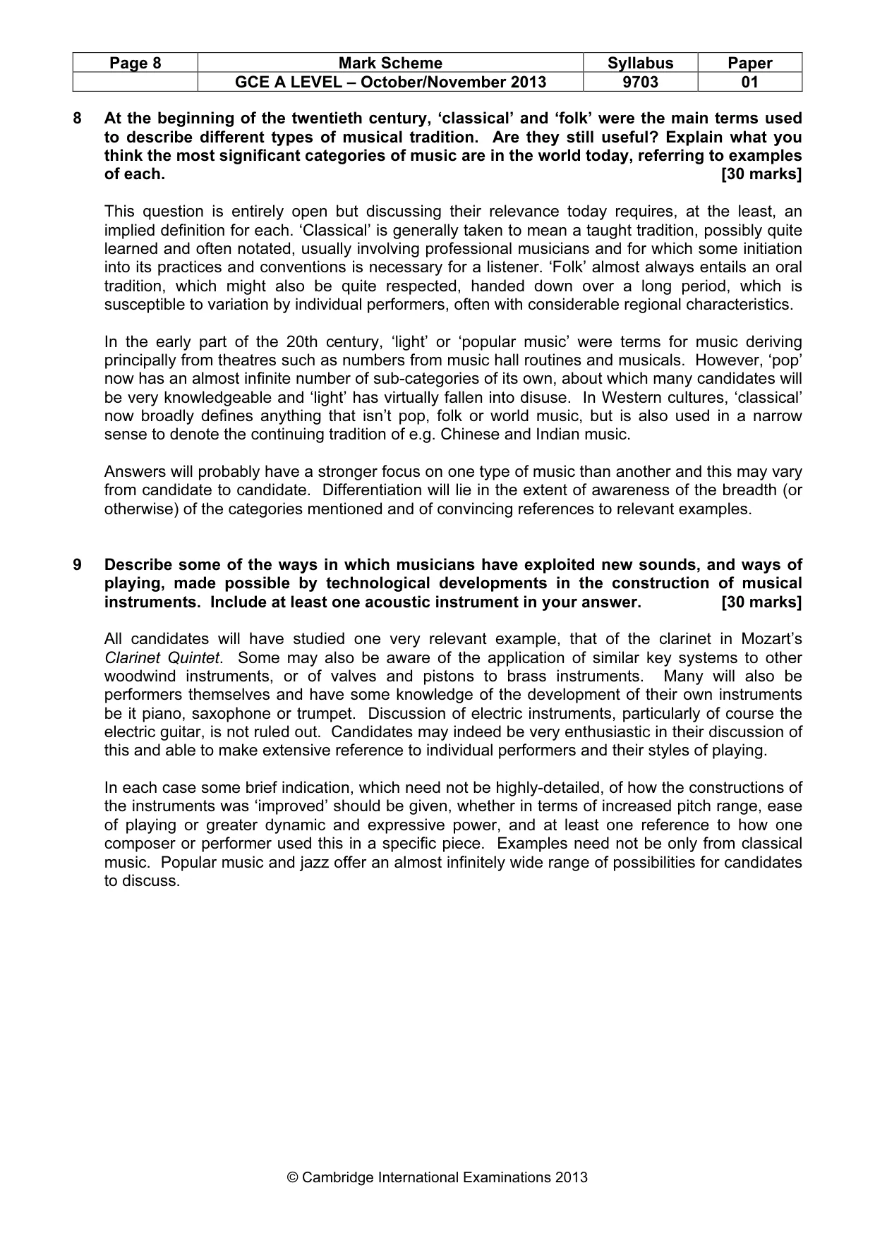 Mark scheme, page 8 of 9