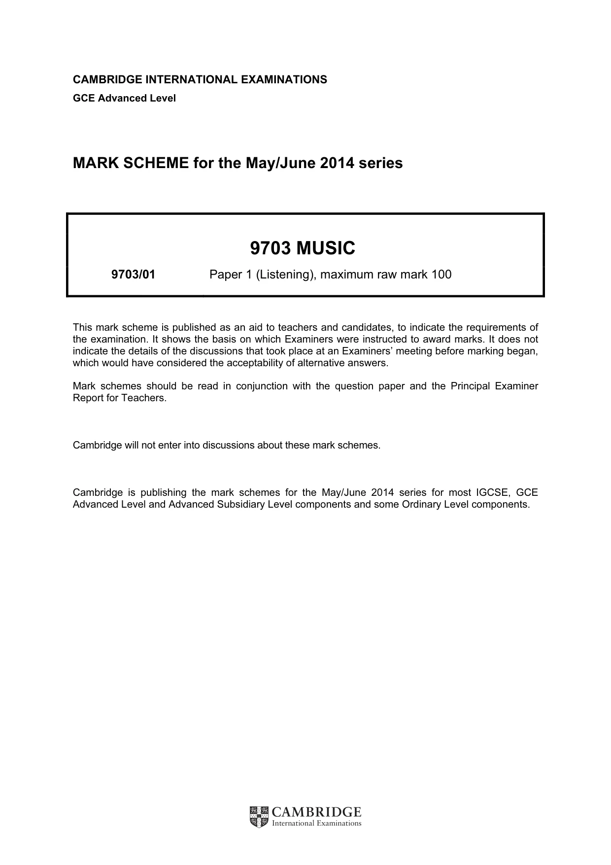 Mark scheme, page 1 of 6
