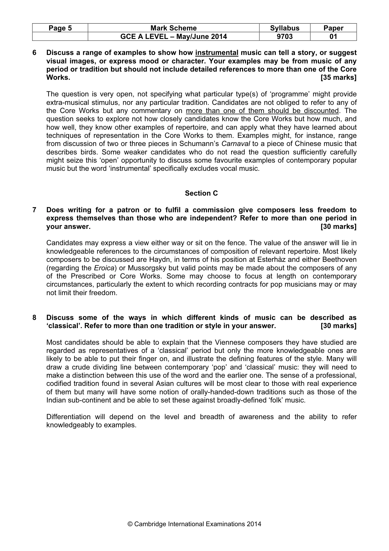 Mark scheme, page 5 of 6