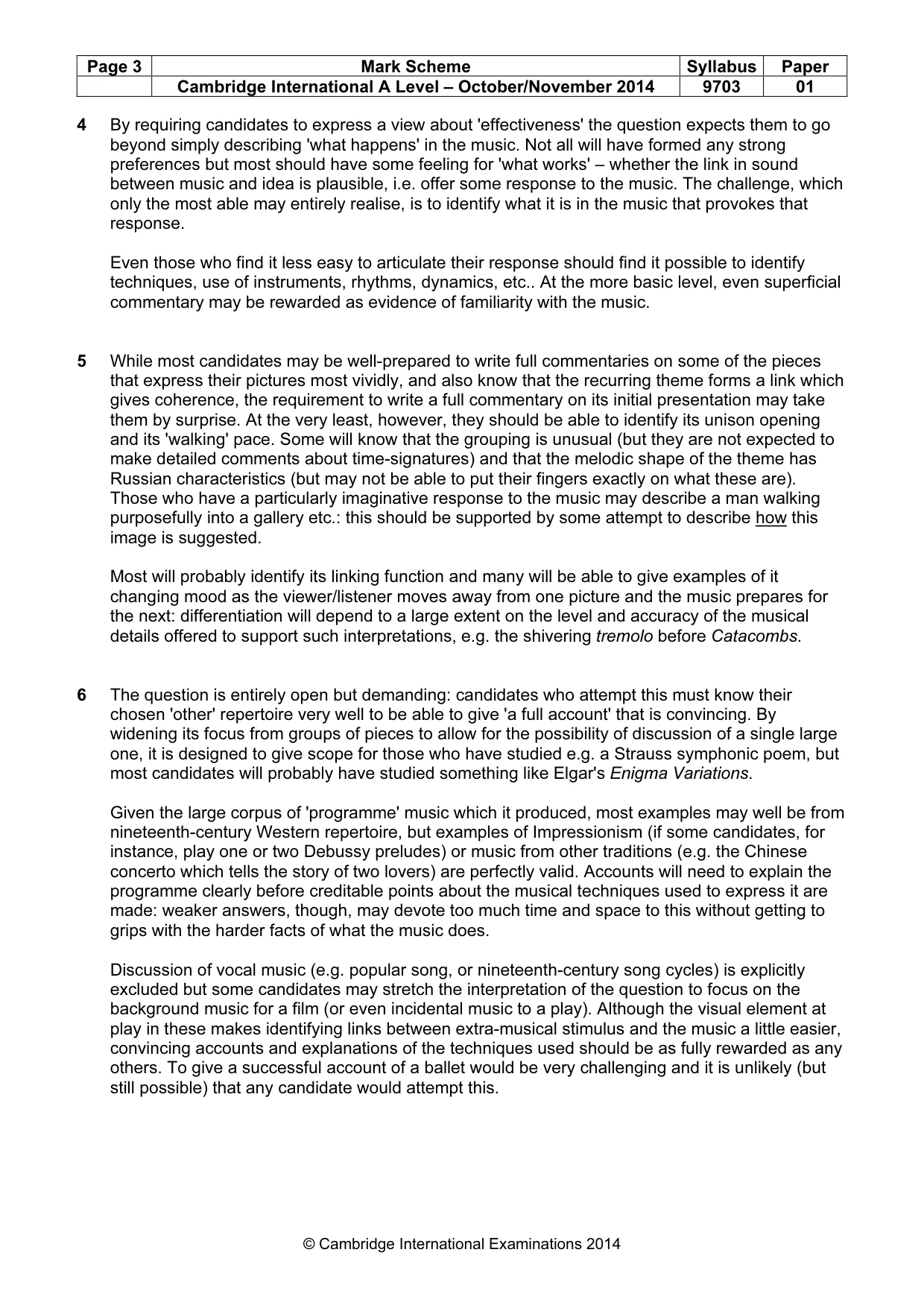 Mark scheme, page 3 of 5