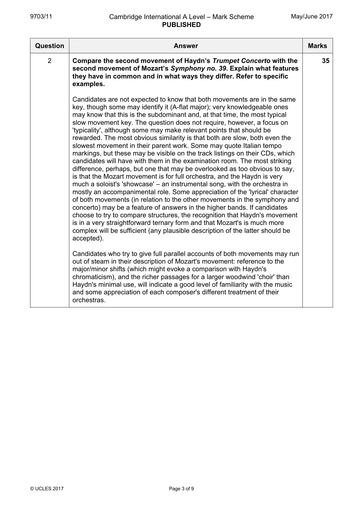 Mark scheme, page 3 of 9