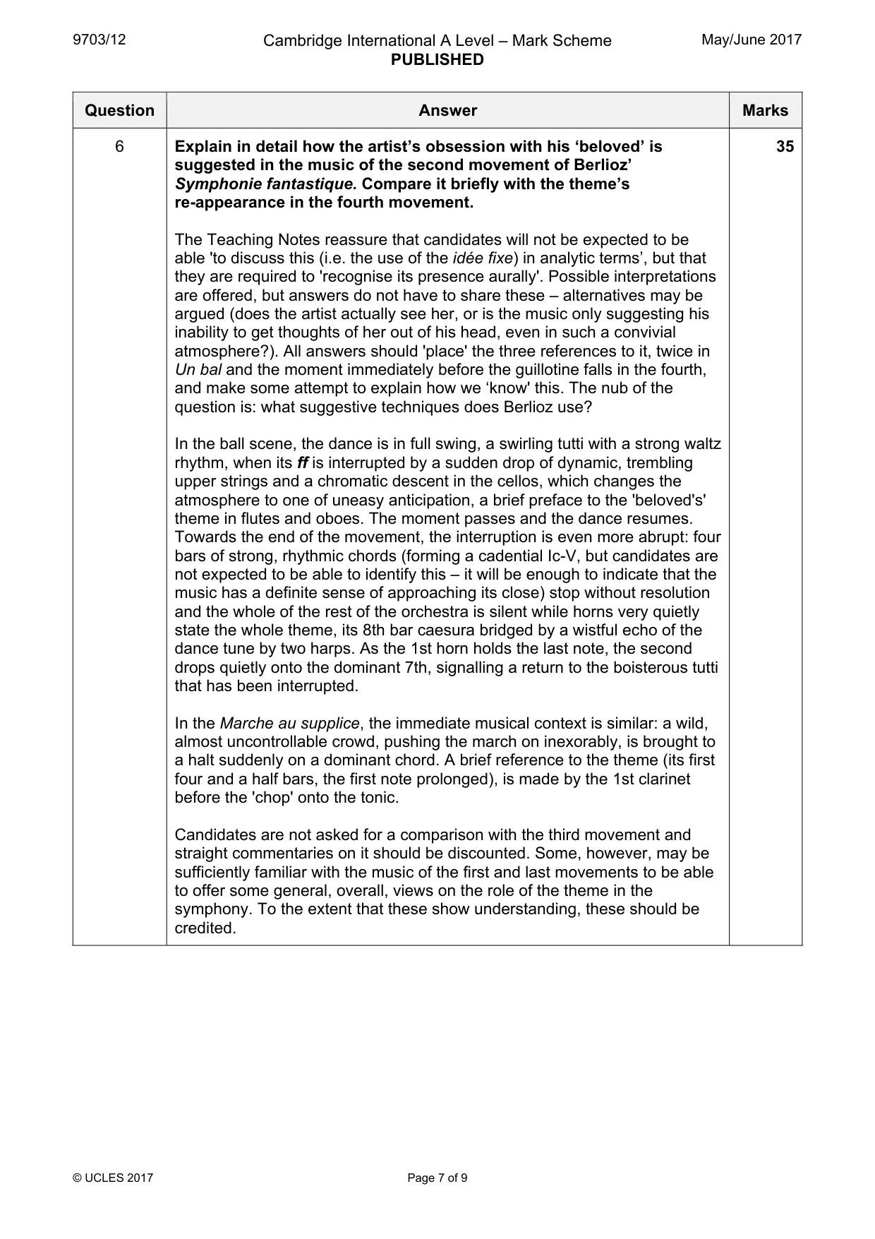 Mark scheme, page 7 of 9