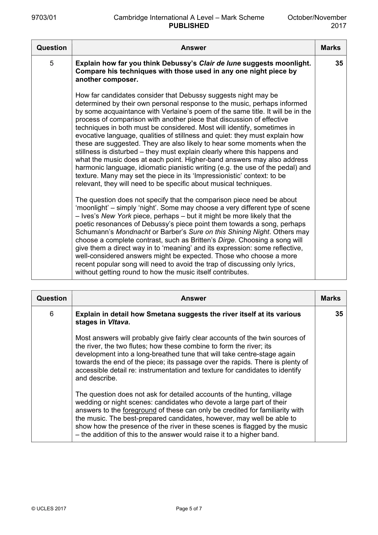 Mark scheme, page 5 of 7