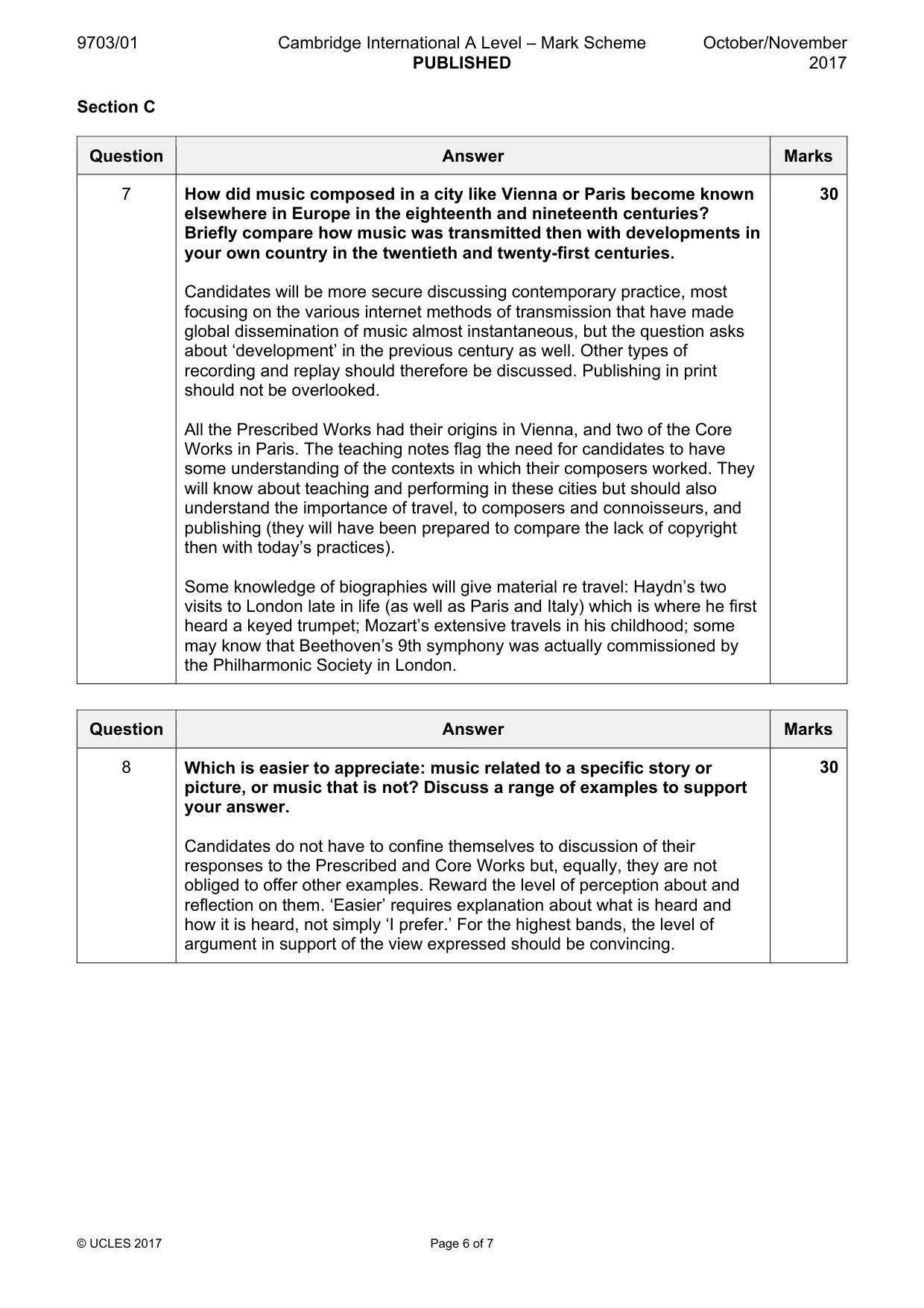 Mark scheme, page 6 of 7