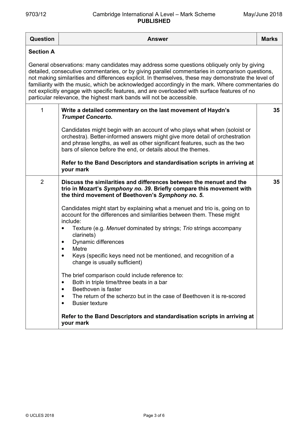 Mark scheme, page 3 of 6