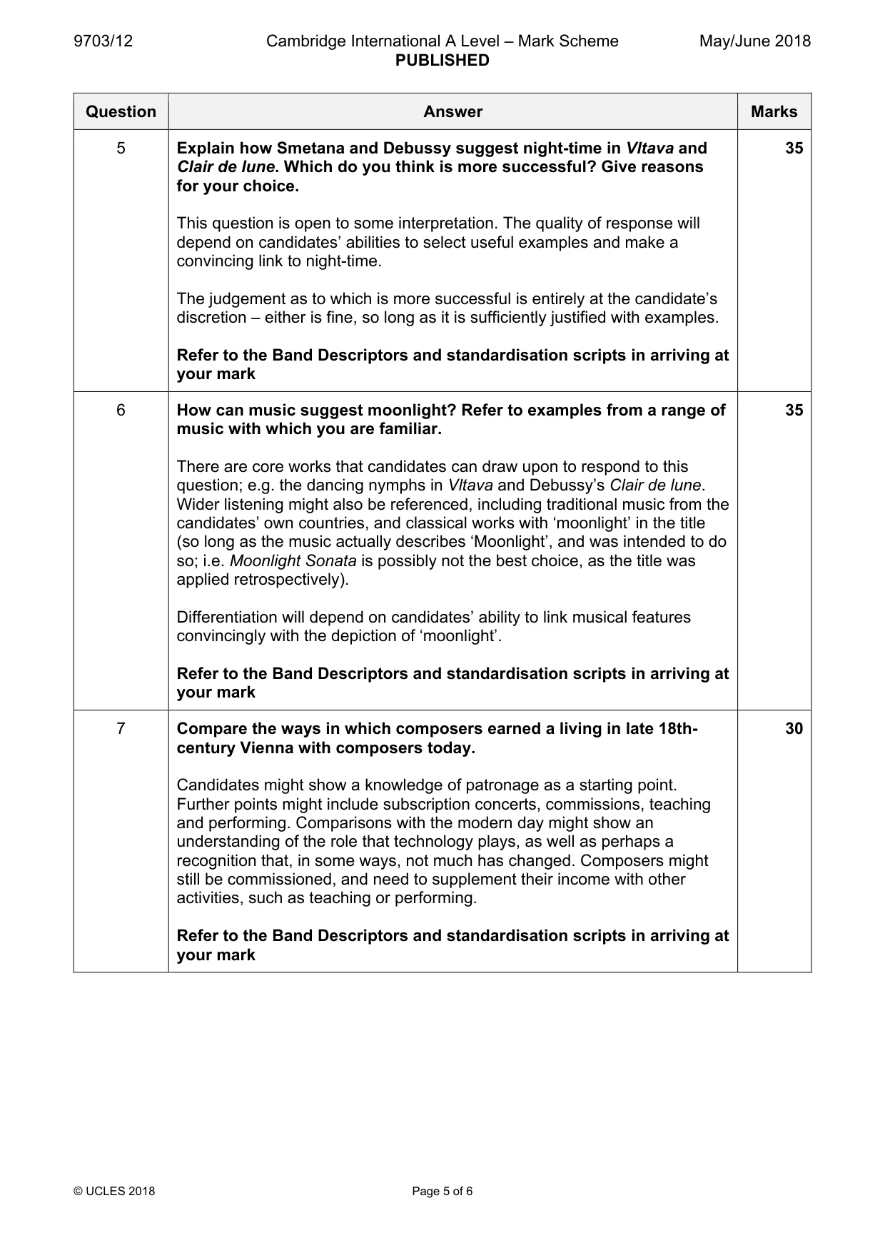 Mark scheme, page 5 of 6