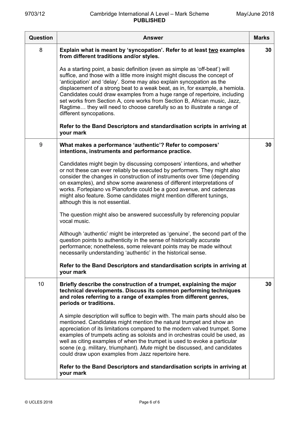 Mark scheme, page 6 of 6