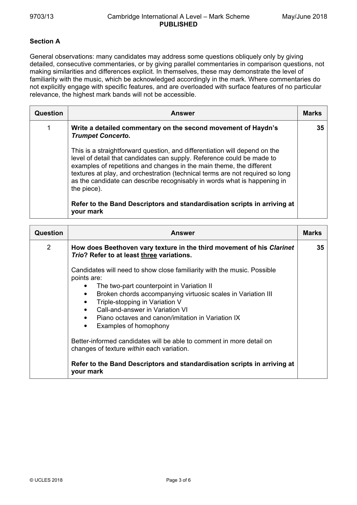 Mark scheme, page 3 of 6