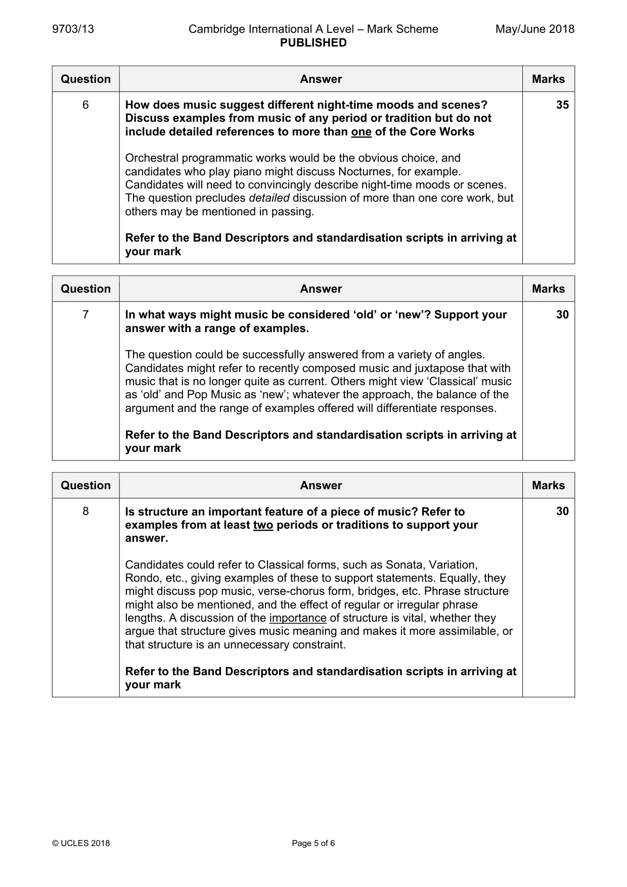 Mark scheme, page 5 of 6
