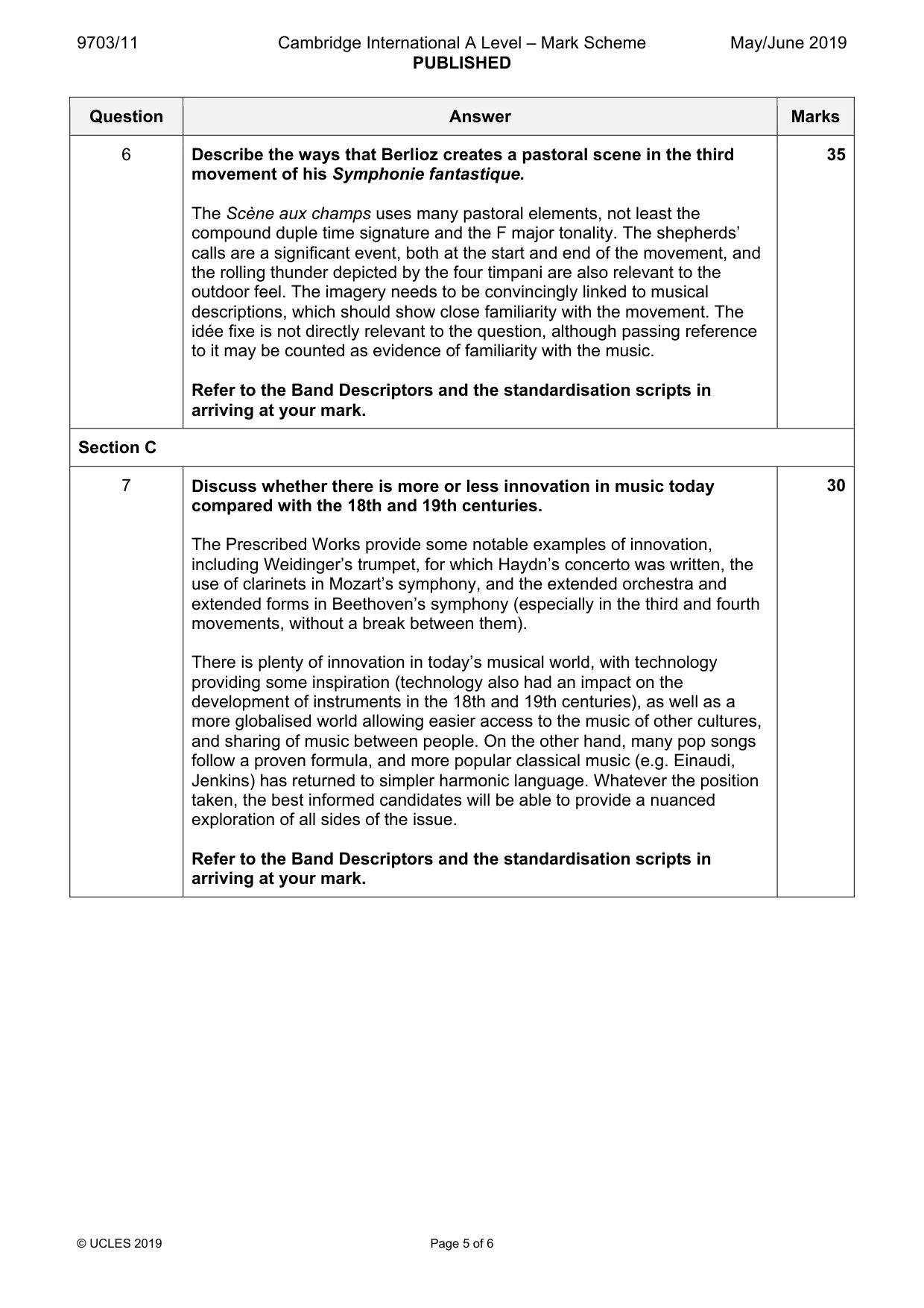 Mark scheme, page 5 of 6
