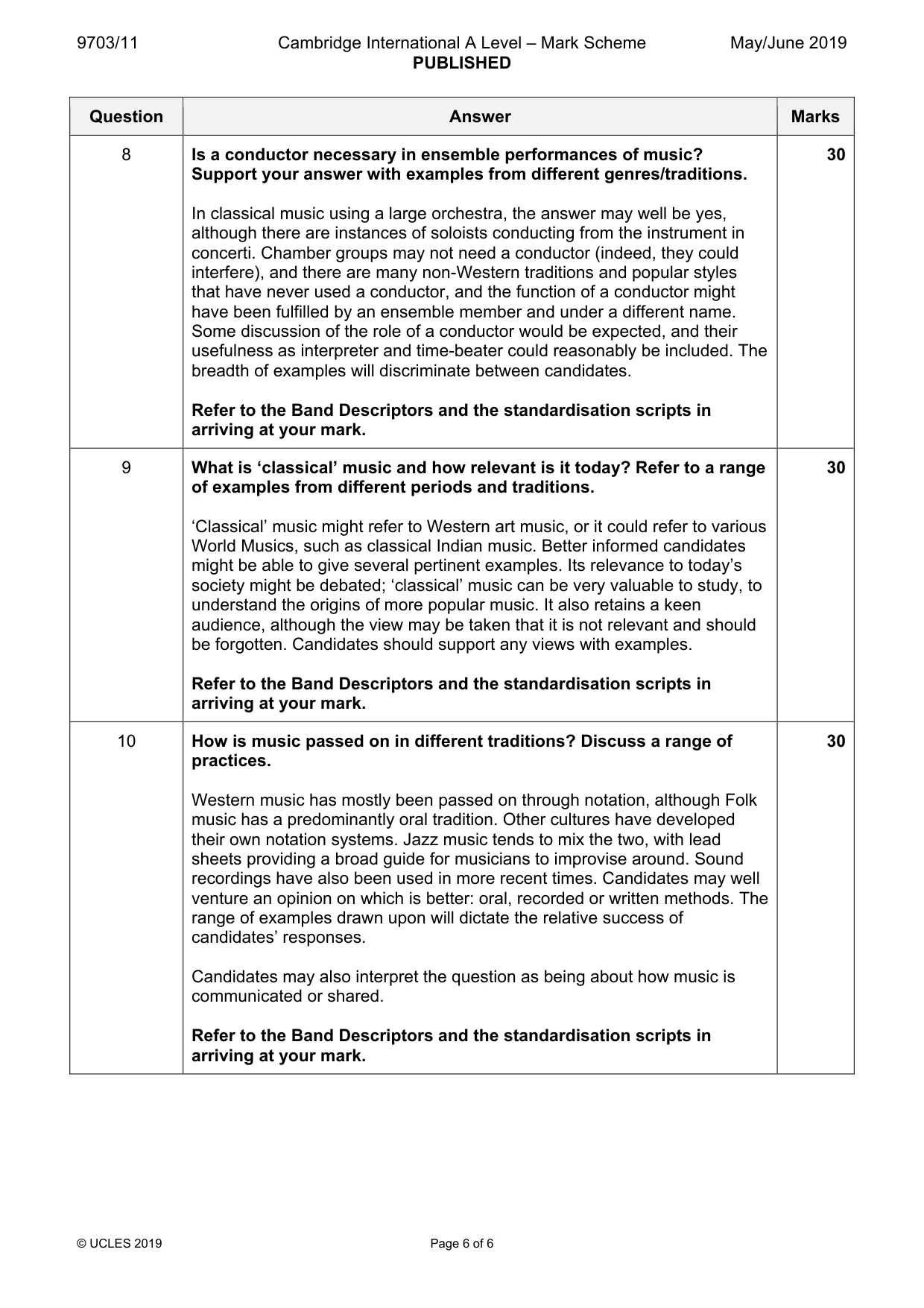 Mark scheme, page 6 of 6