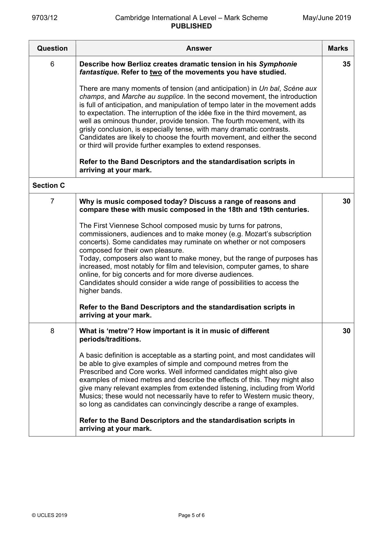 Mark scheme, page 5 of 6