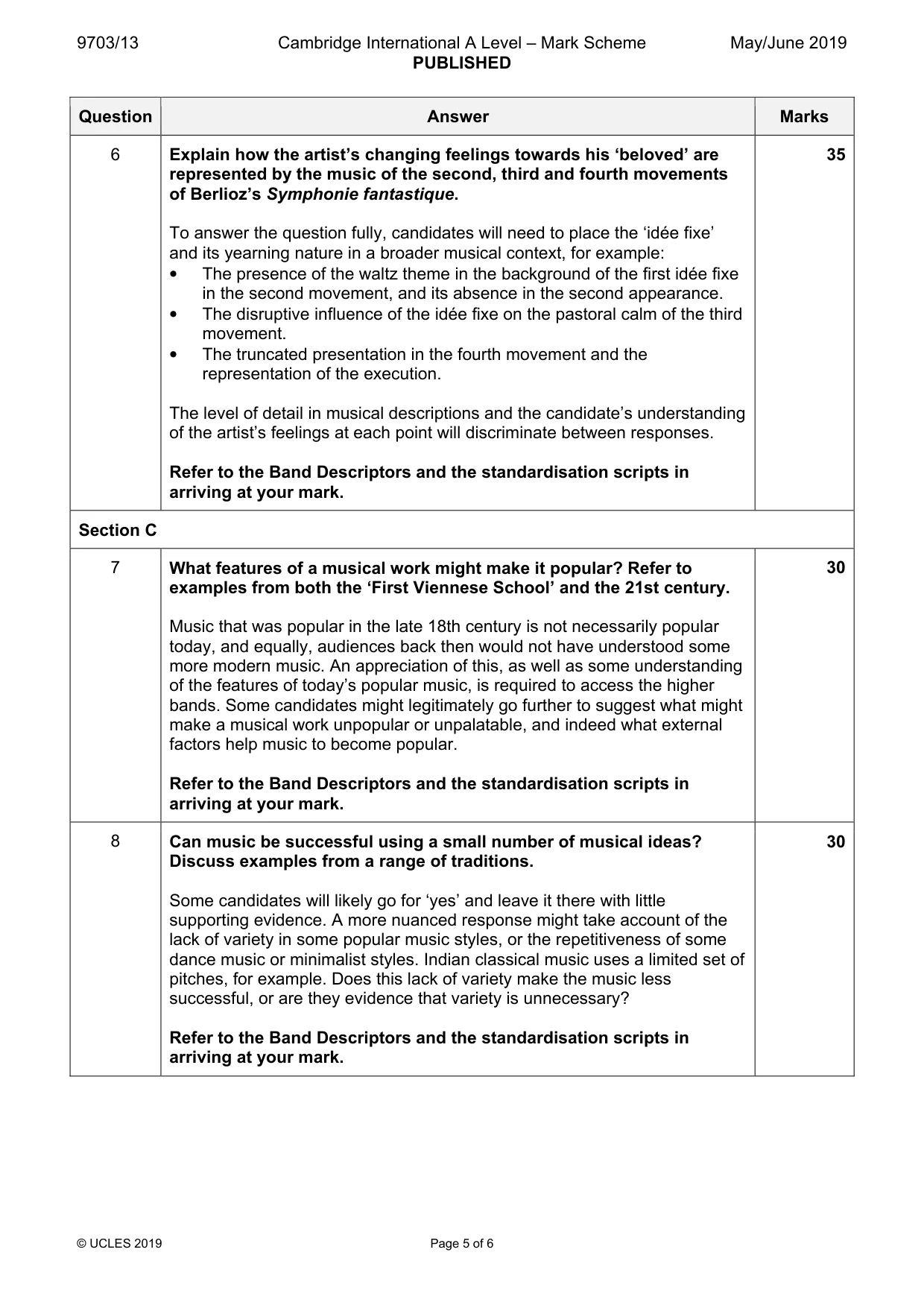 Mark scheme, page 5 of 6