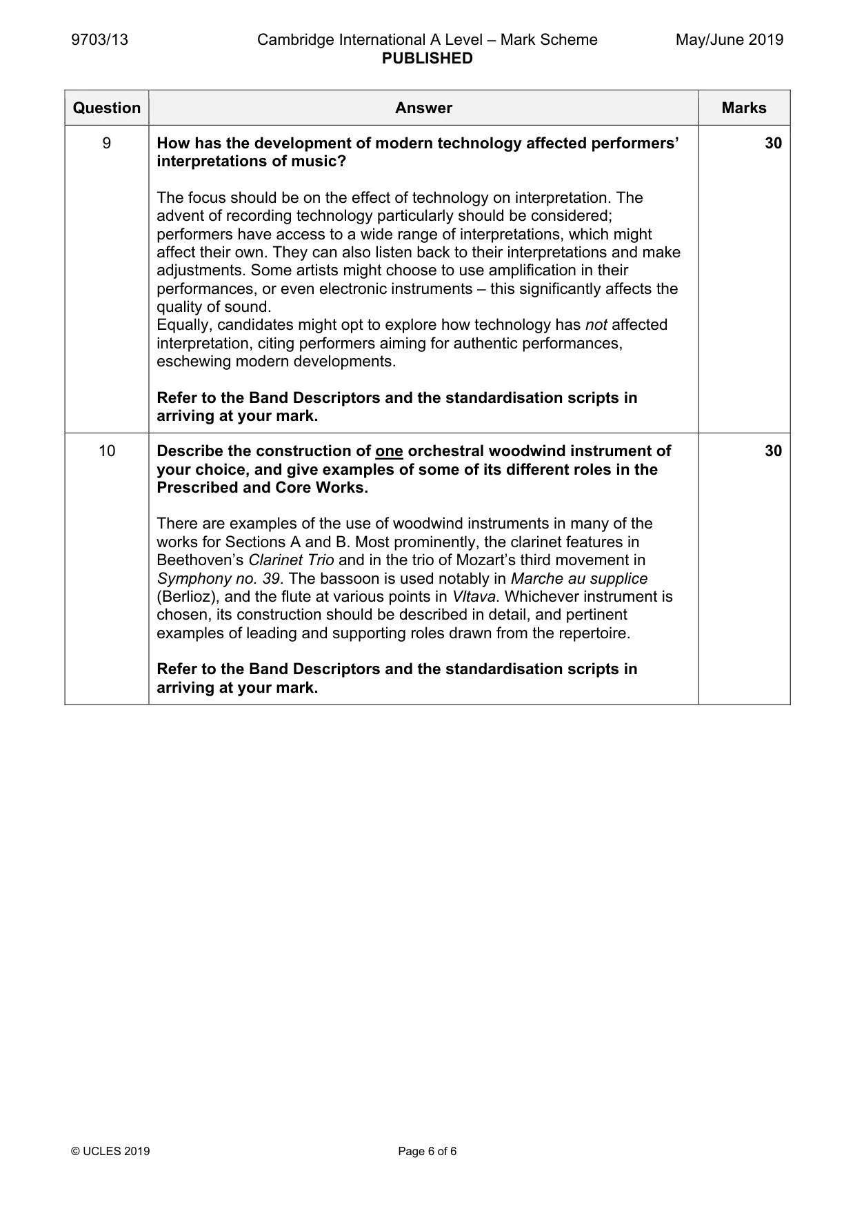 Mark scheme, page 6 of 6
