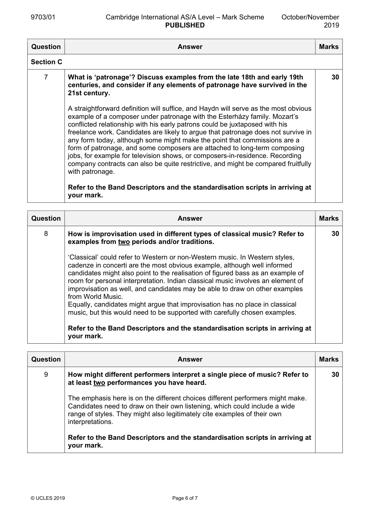 Mark scheme, page 6 of 7
