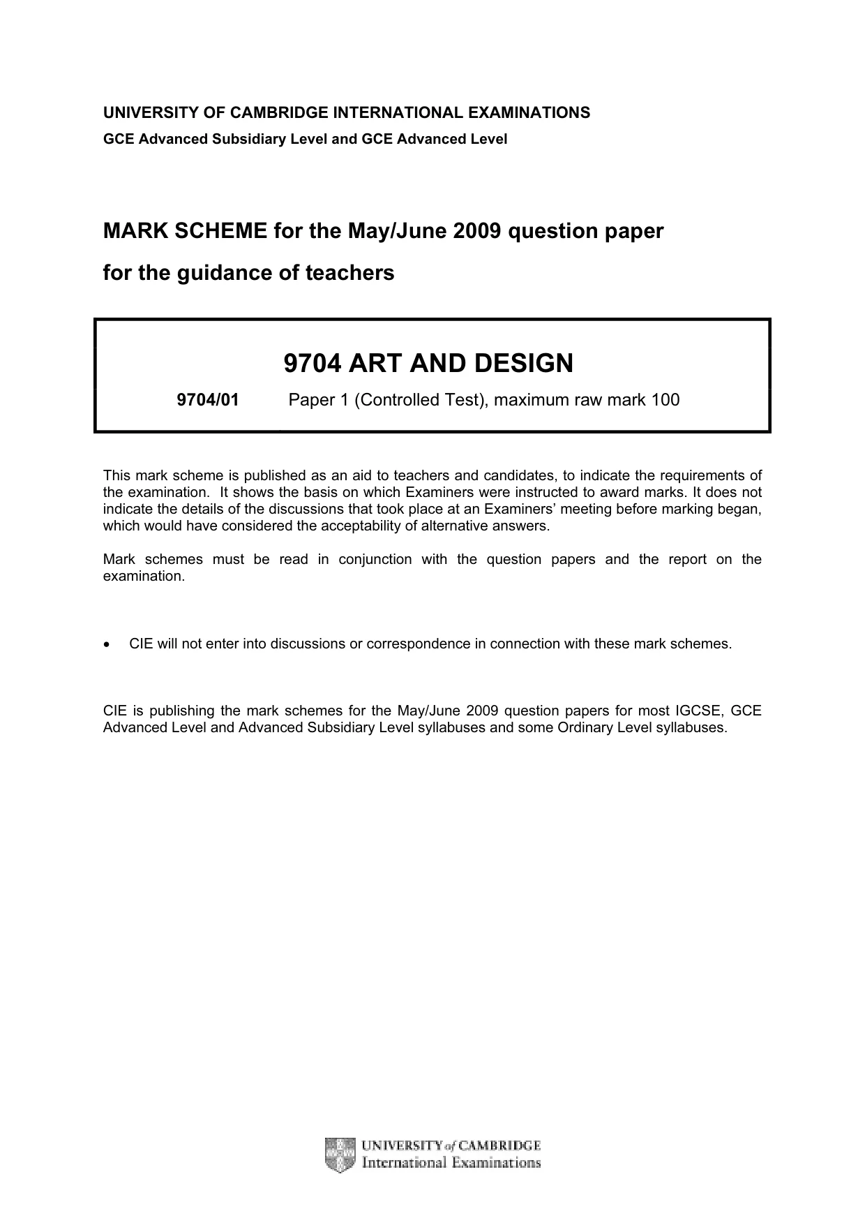 Mark scheme, page 1 of 2