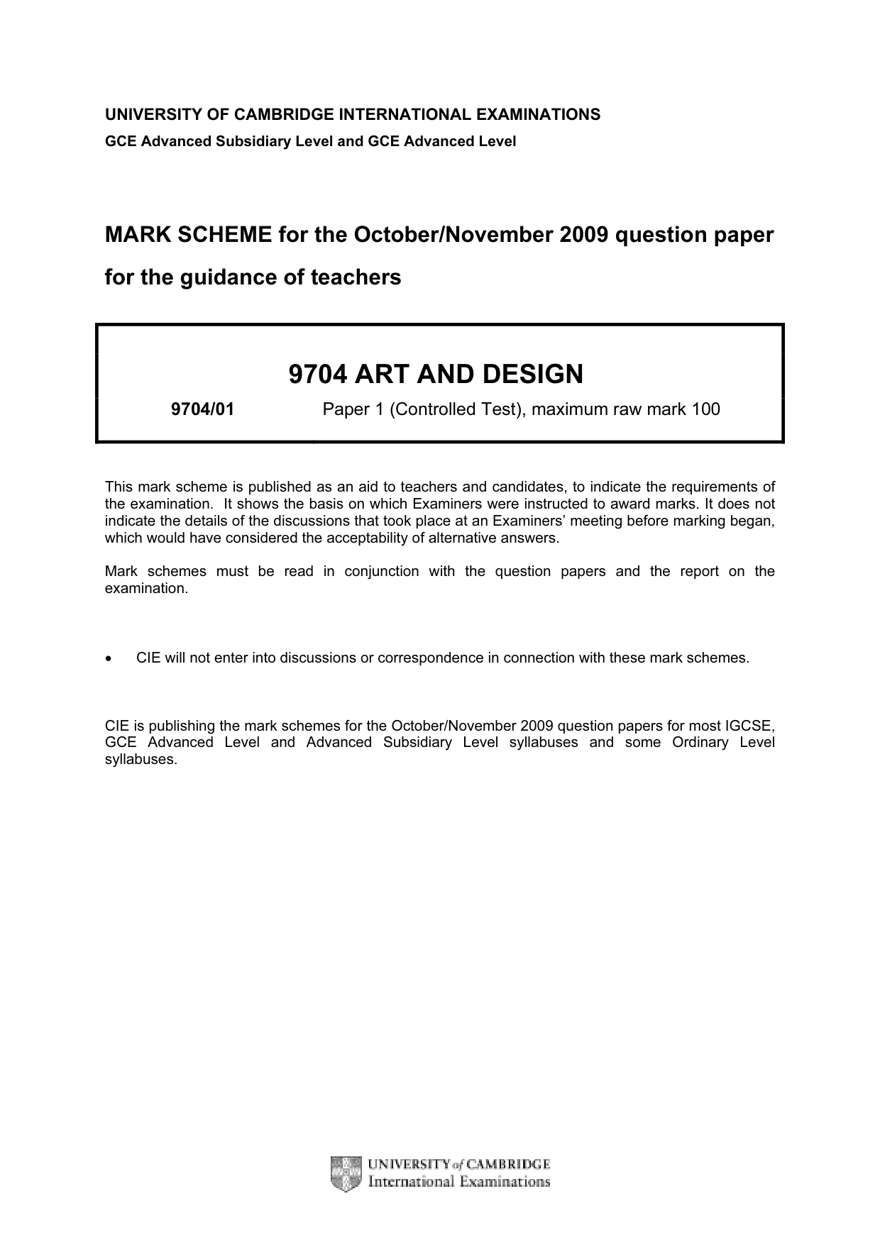Mark scheme, page 1 of 2