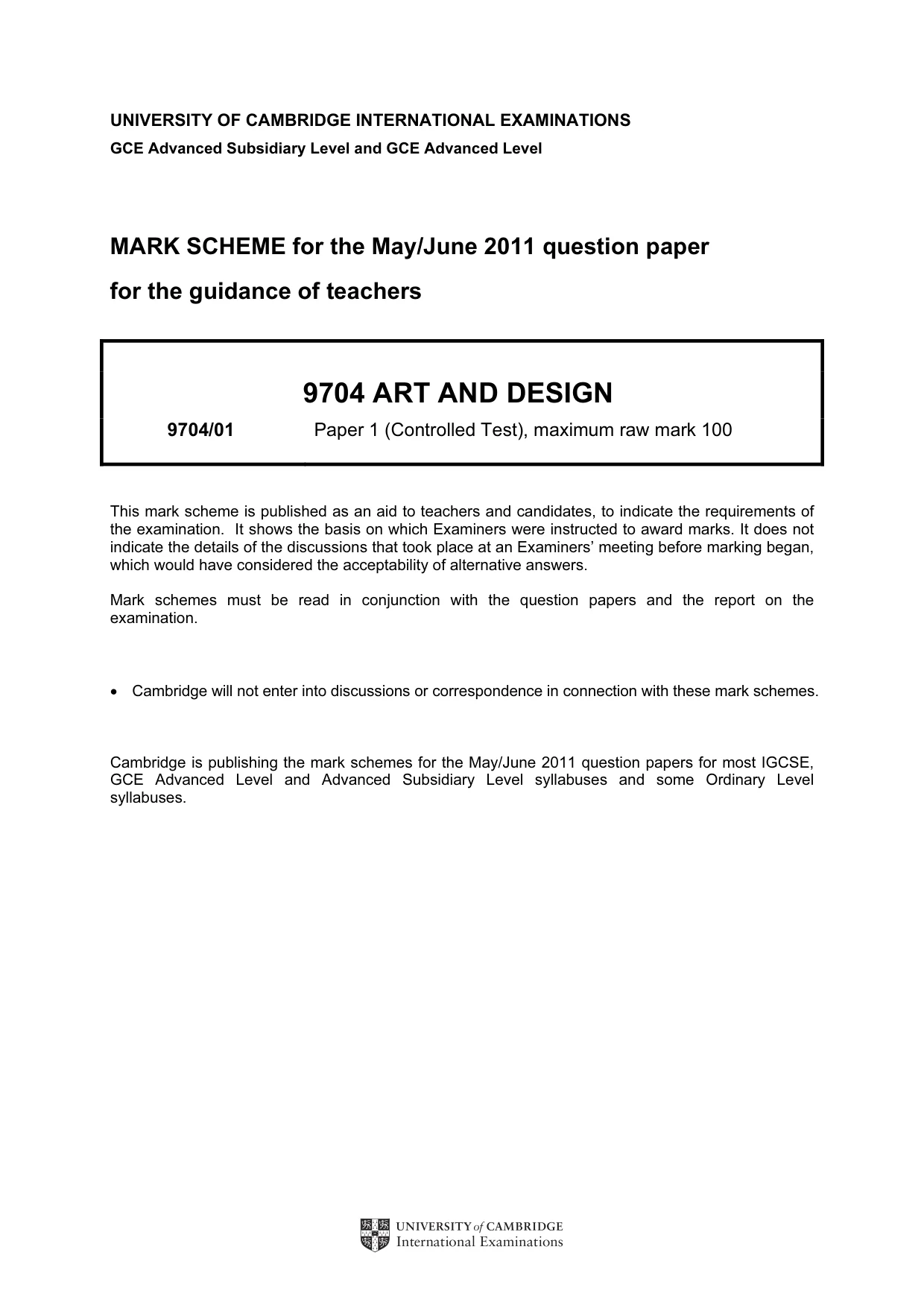 Mark scheme, page 1 of 2