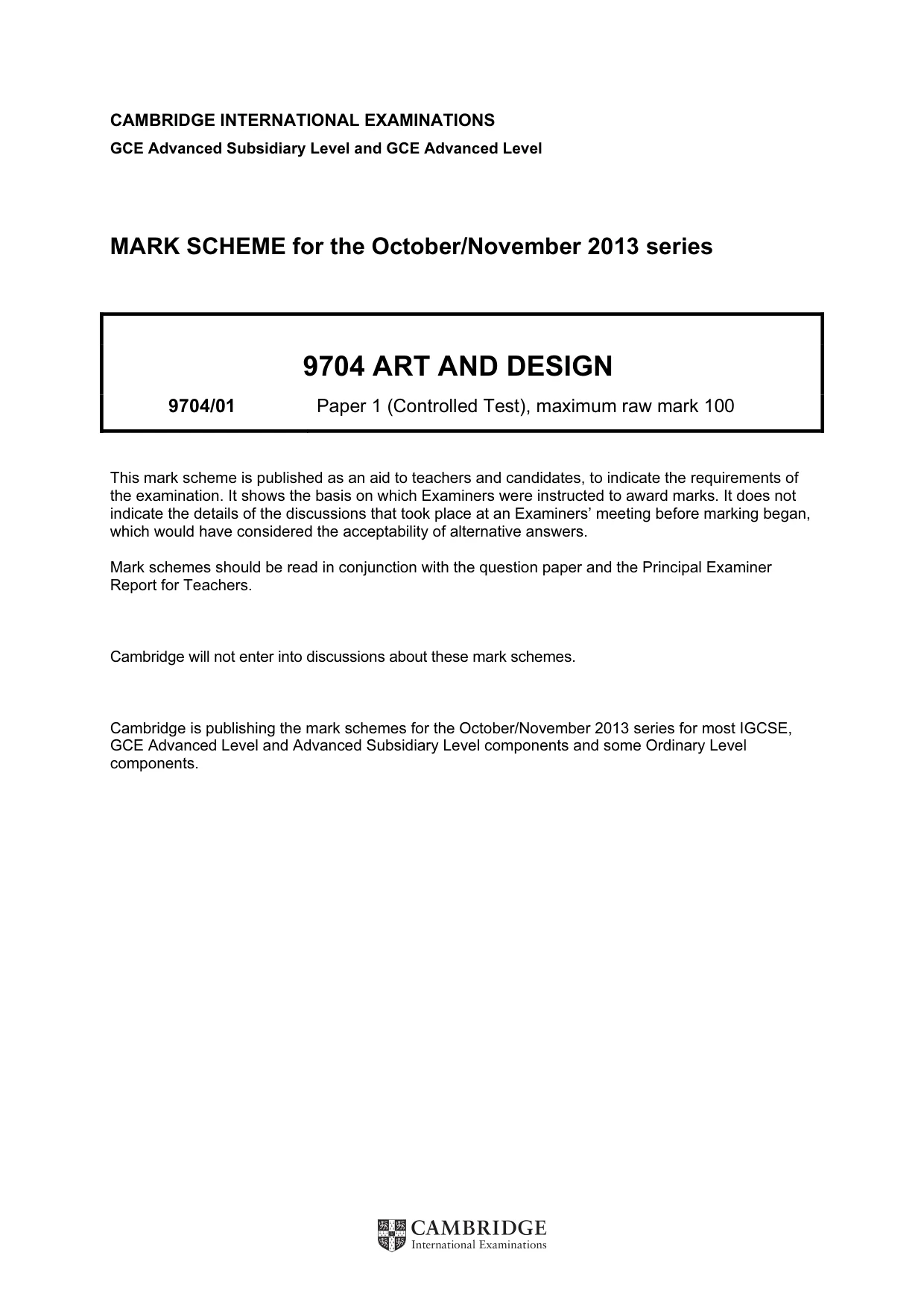 Mark scheme, page 1 of 2