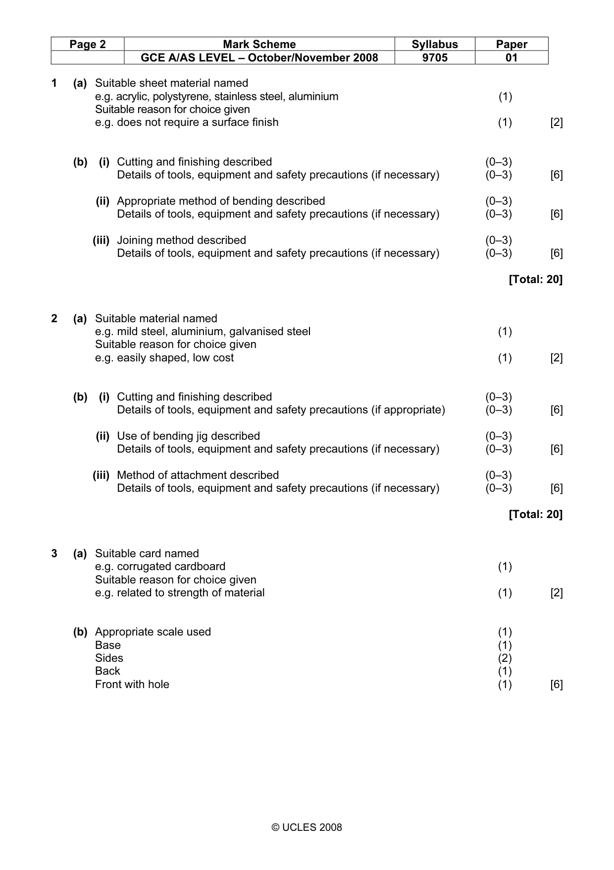 Mark scheme, page 2 of 5