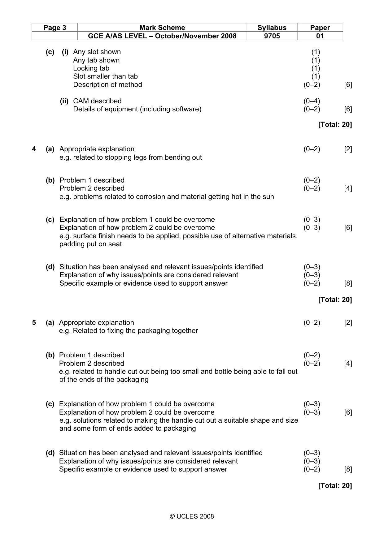 Mark scheme, page 3 of 5