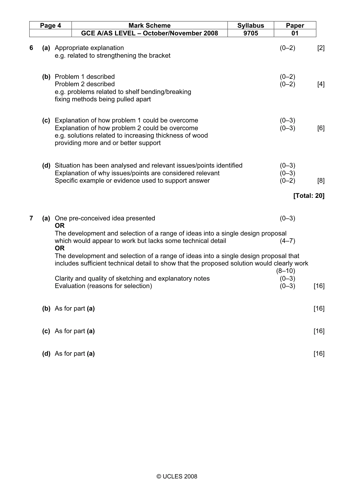 Mark scheme, page 4 of 5