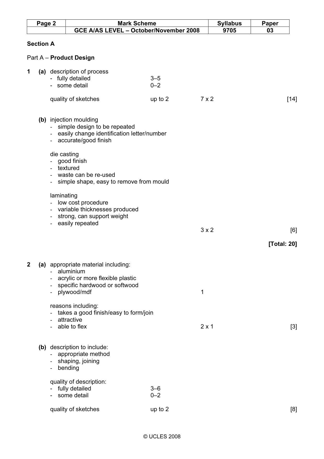 Mark scheme, page 2 of 6