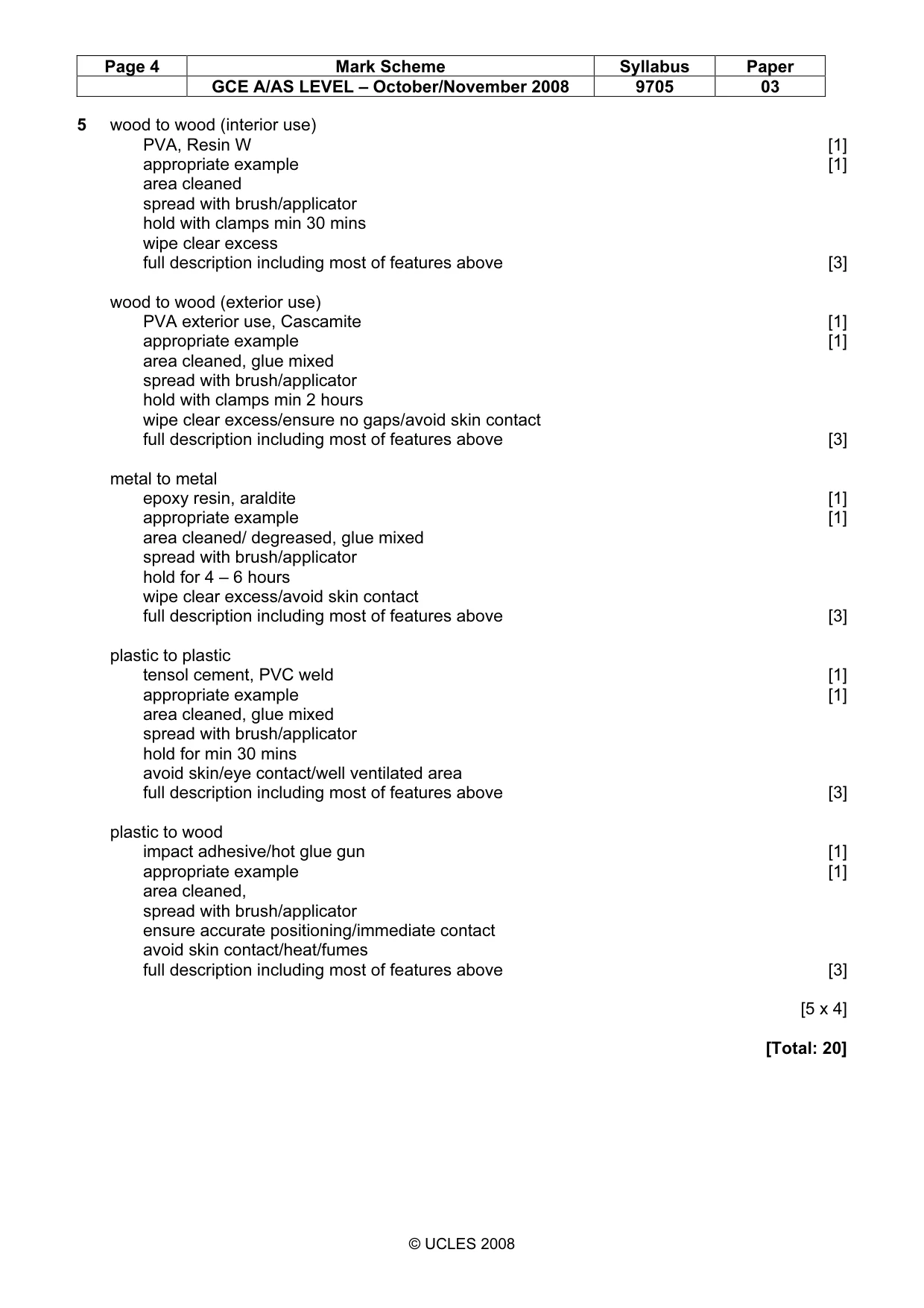 Mark scheme, page 4 of 6