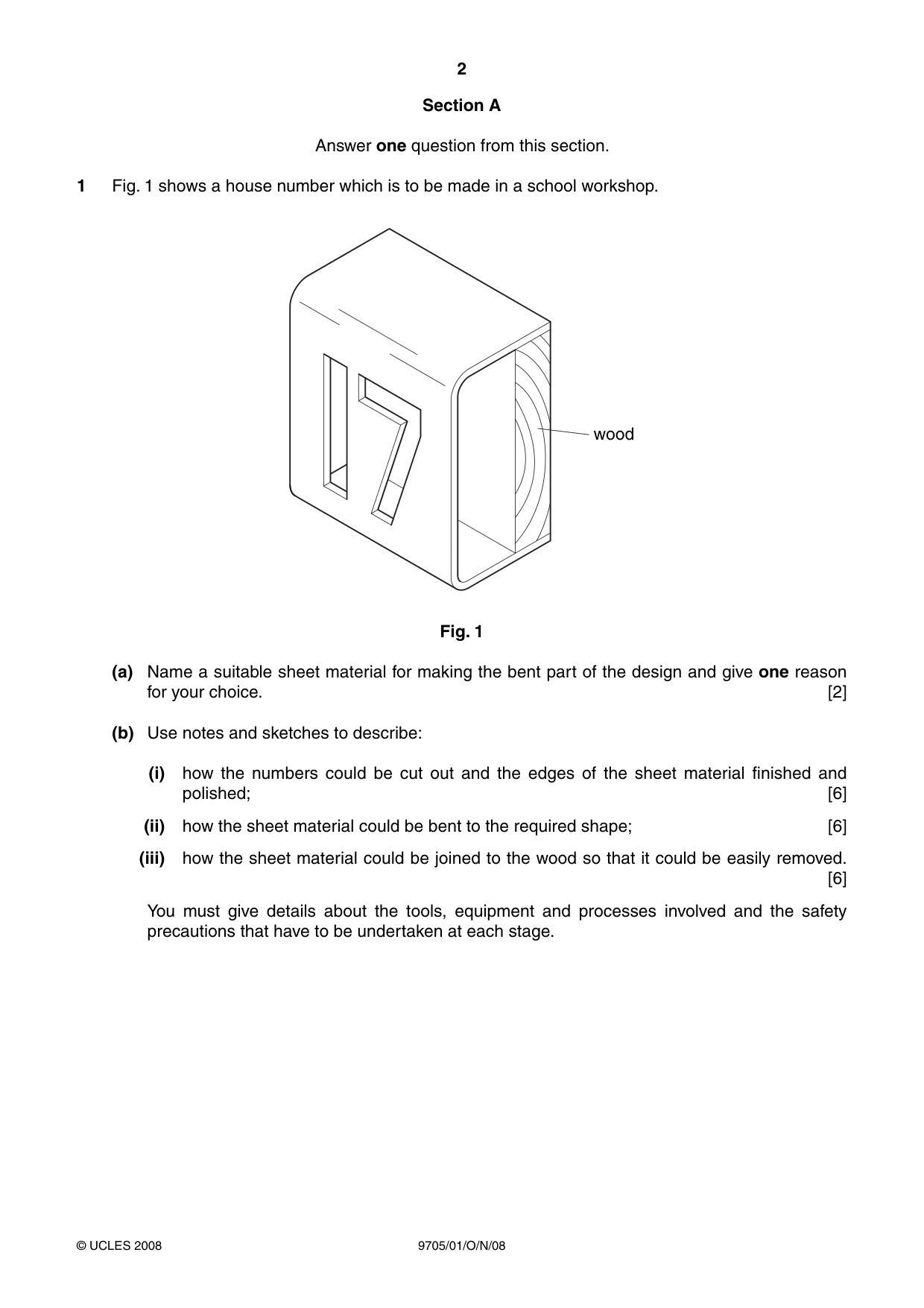 Cambridge A Level Design and Technology 9705 2008 Oct/Nov Paper 1 · Variant 1 question paper, page 2 of 12