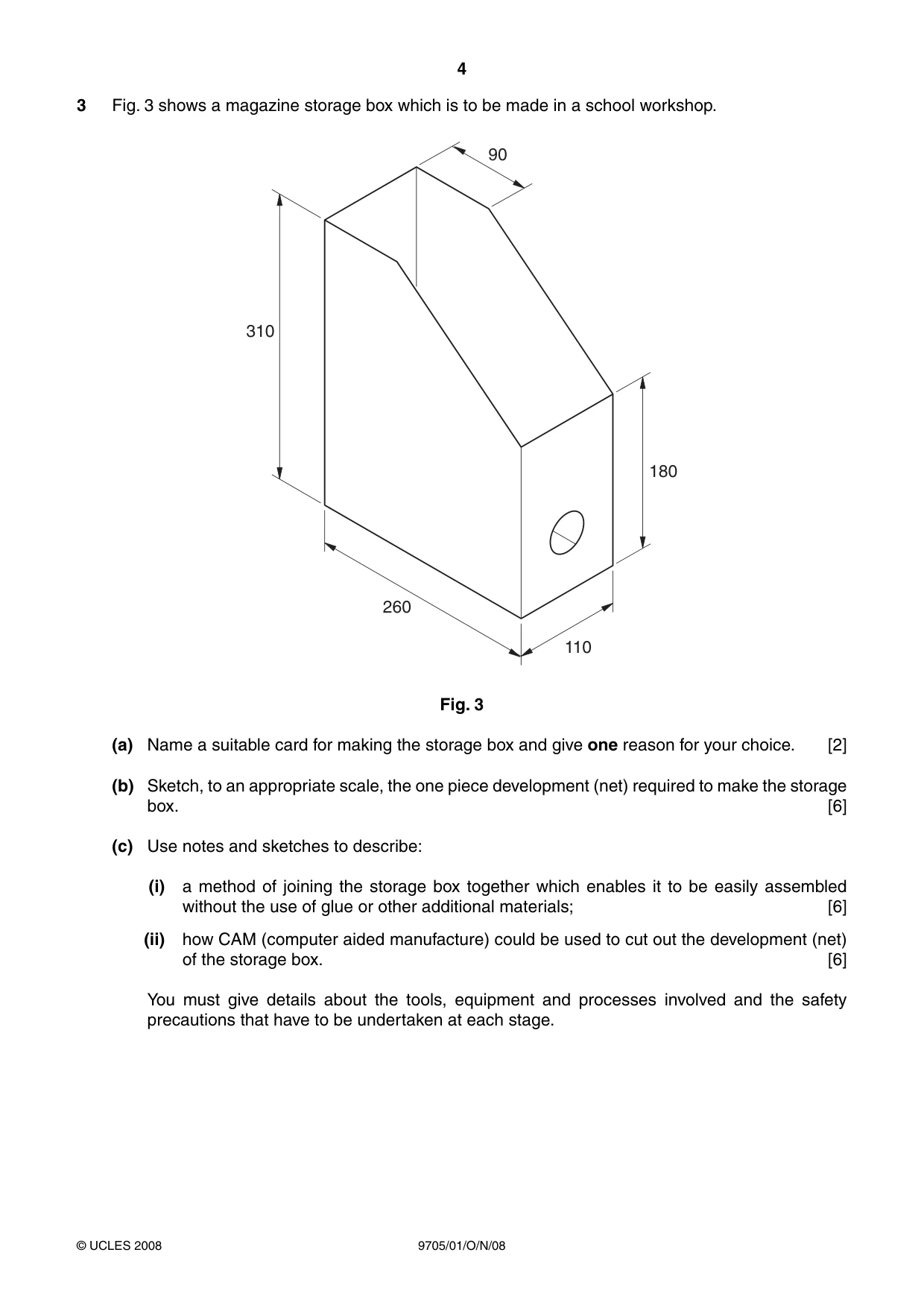 Cambridge A Level Design and Technology 9705 2008 Oct/Nov Paper 1 · Variant 1 question paper, page 4 of 12