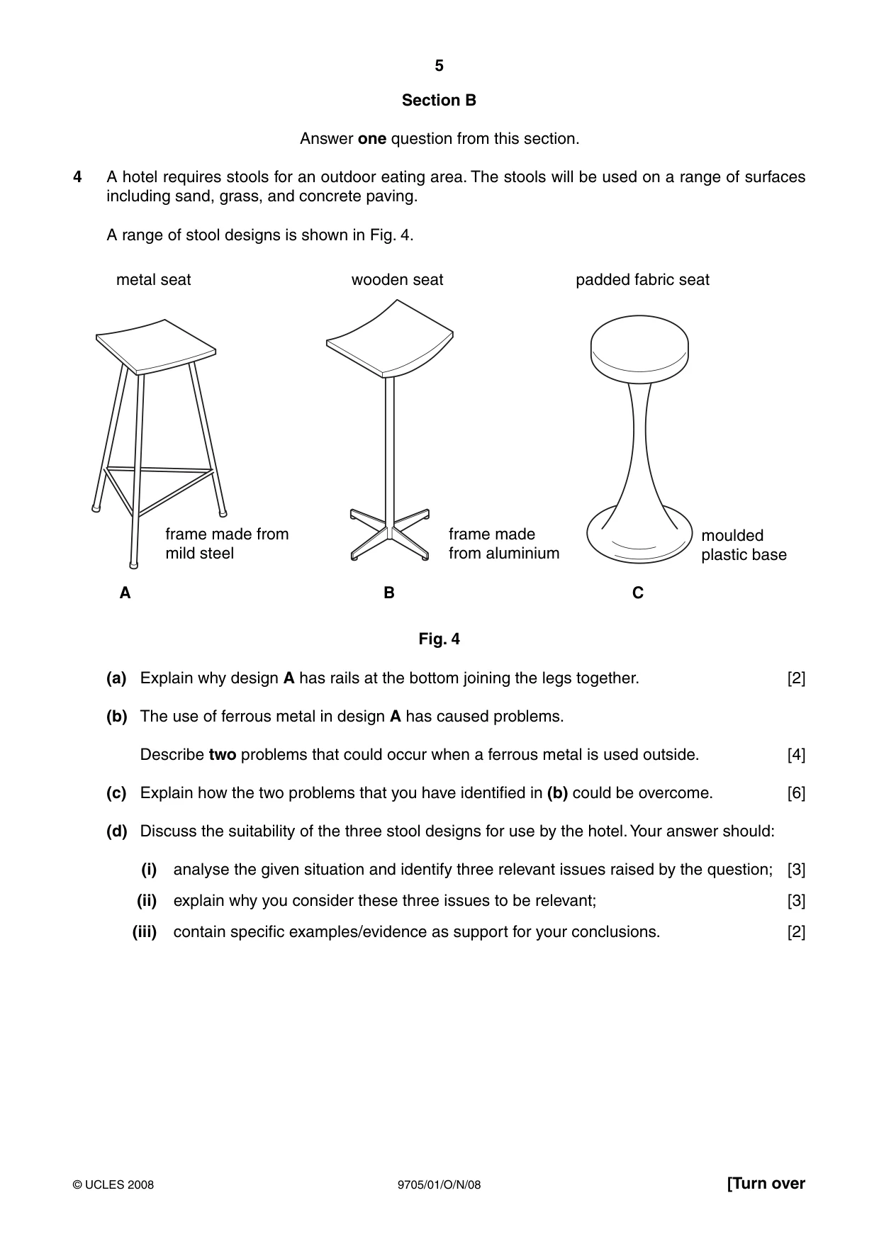 Cambridge A Level Design and Technology 9705 2008 Oct/Nov Paper 1 · Variant 1 question paper, page 5 of 12
