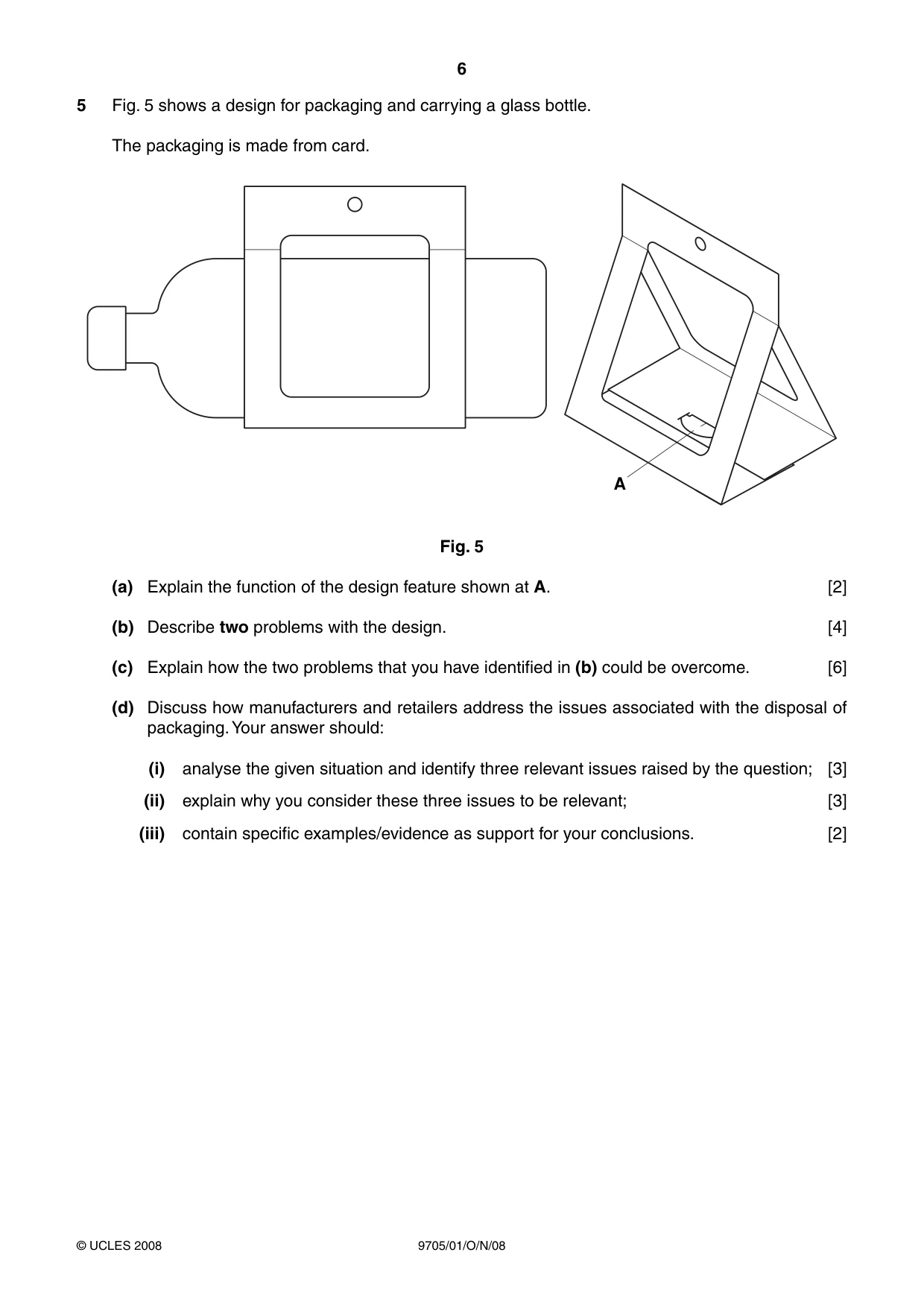 Cambridge A Level Design and Technology 9705 2008 Oct/Nov Paper 1 · Variant 1 question paper, page 6 of 12