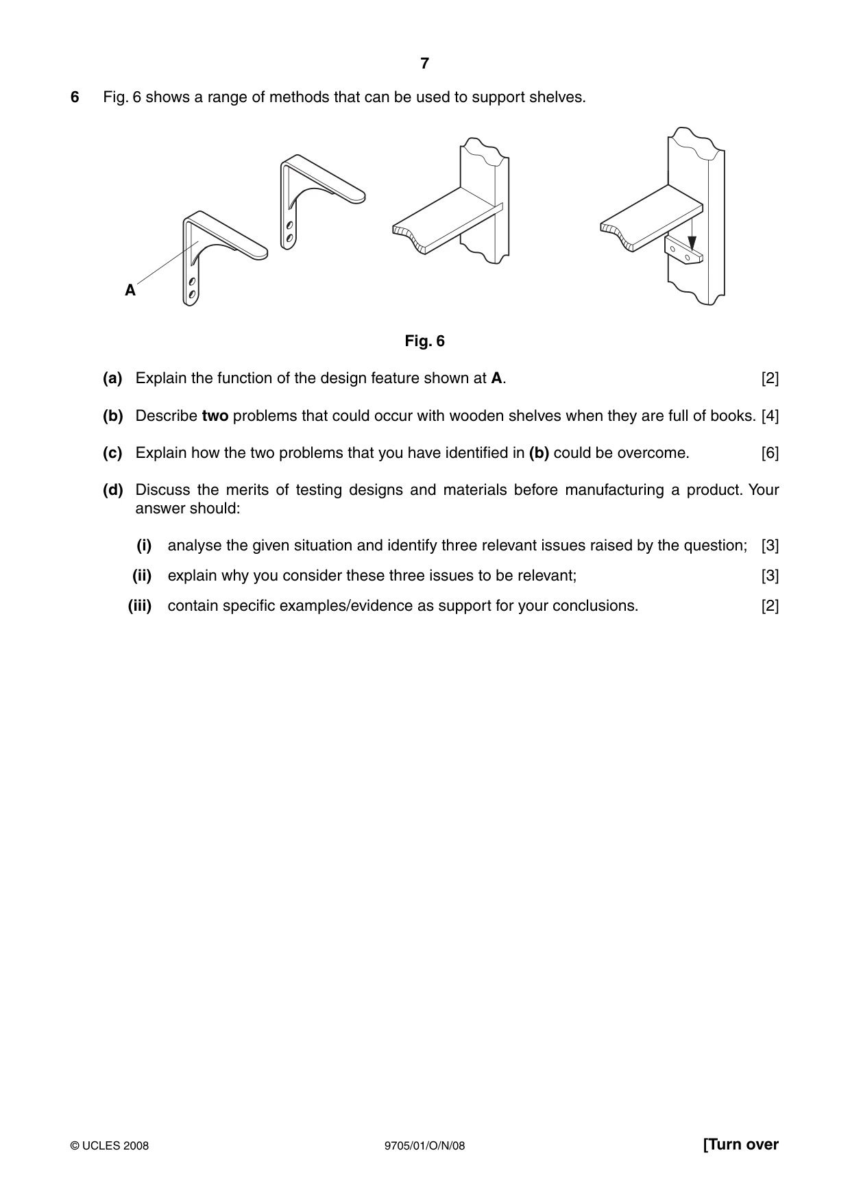 Cambridge A Level Design and Technology 9705 2008 Oct/Nov Paper 1 · Variant 1 question paper, page 7 of 12