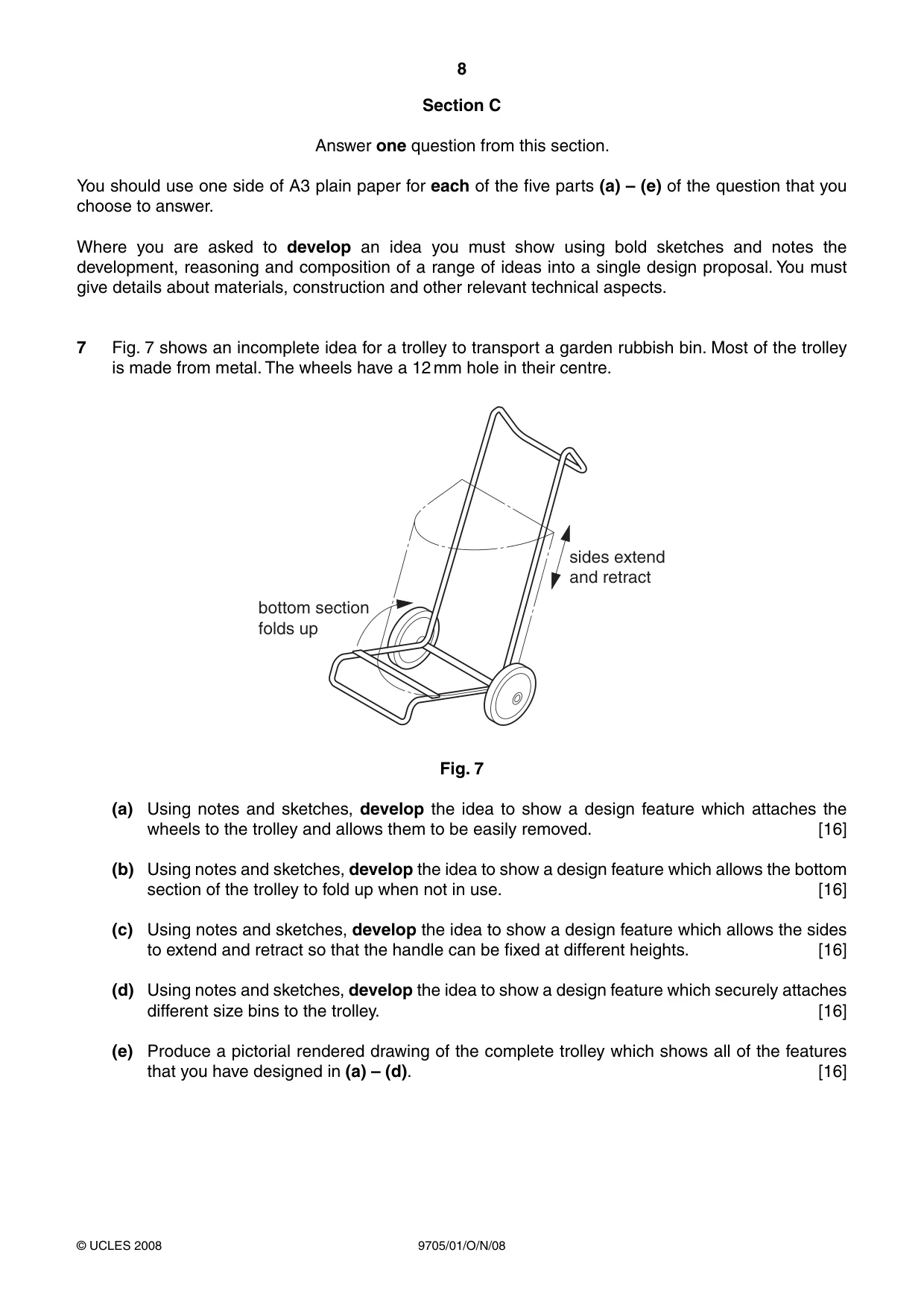 Cambridge A Level Design and Technology 9705 2008 Oct/Nov Paper 1 · Variant 1 question paper, page 8 of 12