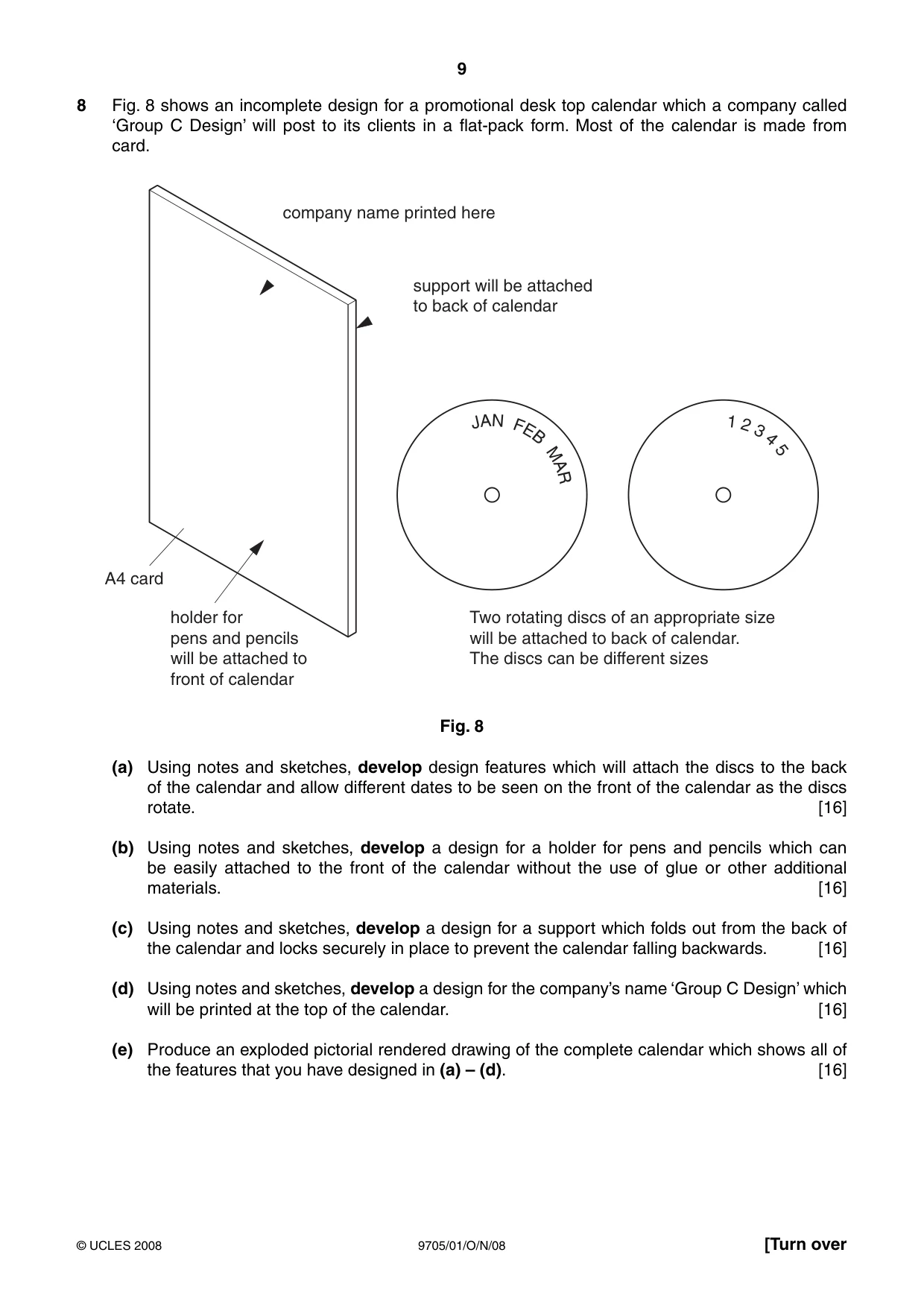 Cambridge A Level Design and Technology 9705 2008 Oct/Nov Paper 1 · Variant 1 question paper, page 9 of 12