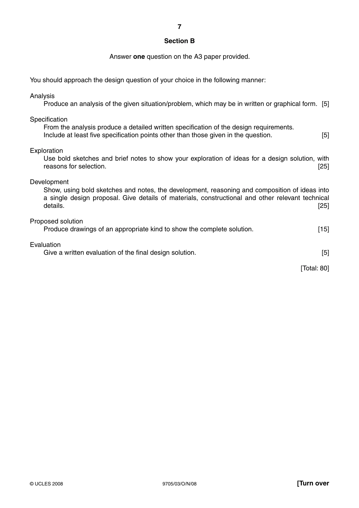 Cambridge A Level Design and Technology 9705 2008 Oct/Nov Paper 3 · Variant 1 question paper, page 7 of 12