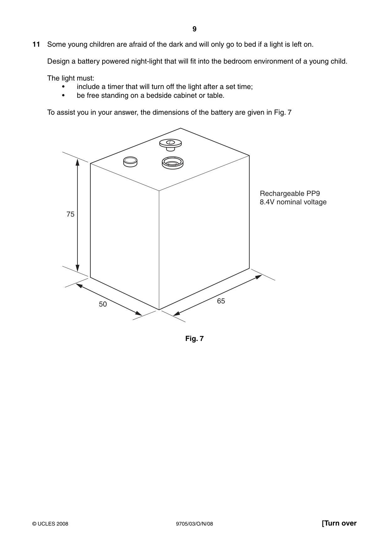 Cambridge A Level Design and Technology 9705 2008 Oct/Nov Paper 3 · Variant 1 question paper, page 9 of 12