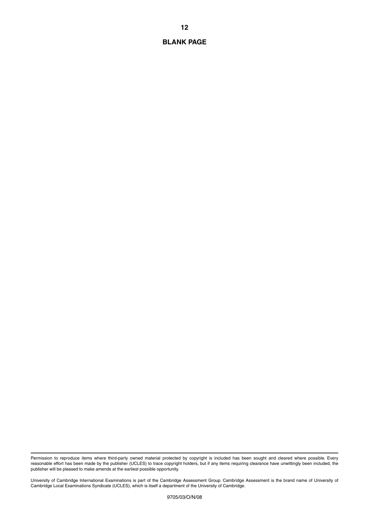 Cambridge A Level Design and Technology 9705 2008 Oct/Nov Paper 3 · Variant 1 question paper, page 12 of 12