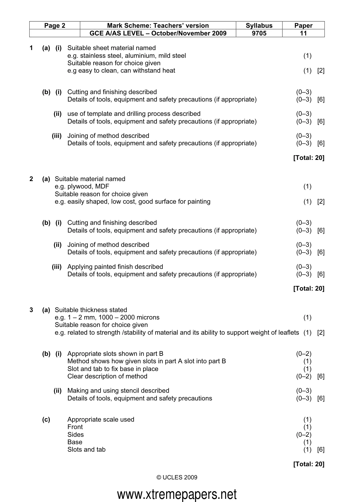 Mark scheme, page 2 of 4